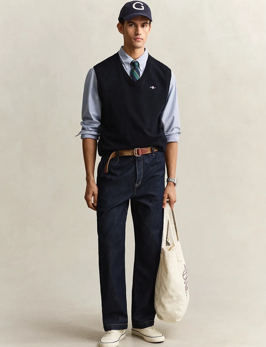 Gant - CLASSIC COTTON VEST - gestrickte westen - evening blue - 4