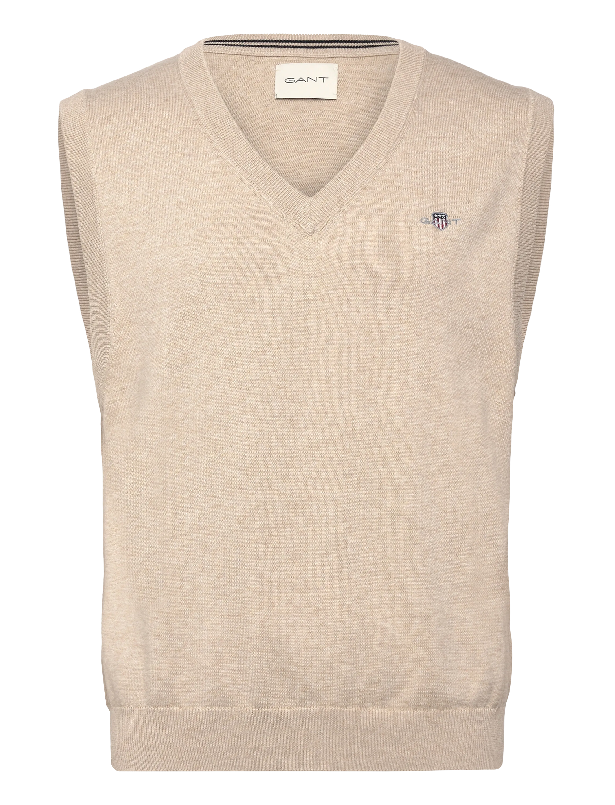 GANT CLASSIC COTTON VEST - Stickade västar - OAT MELANGE / beige