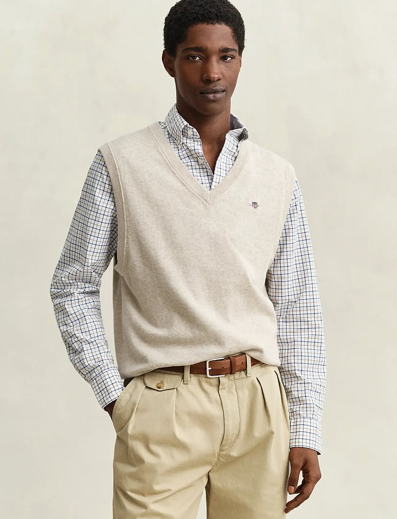 Gant - CLASSIC COTTON VEST - strikveste - oat melange - 0