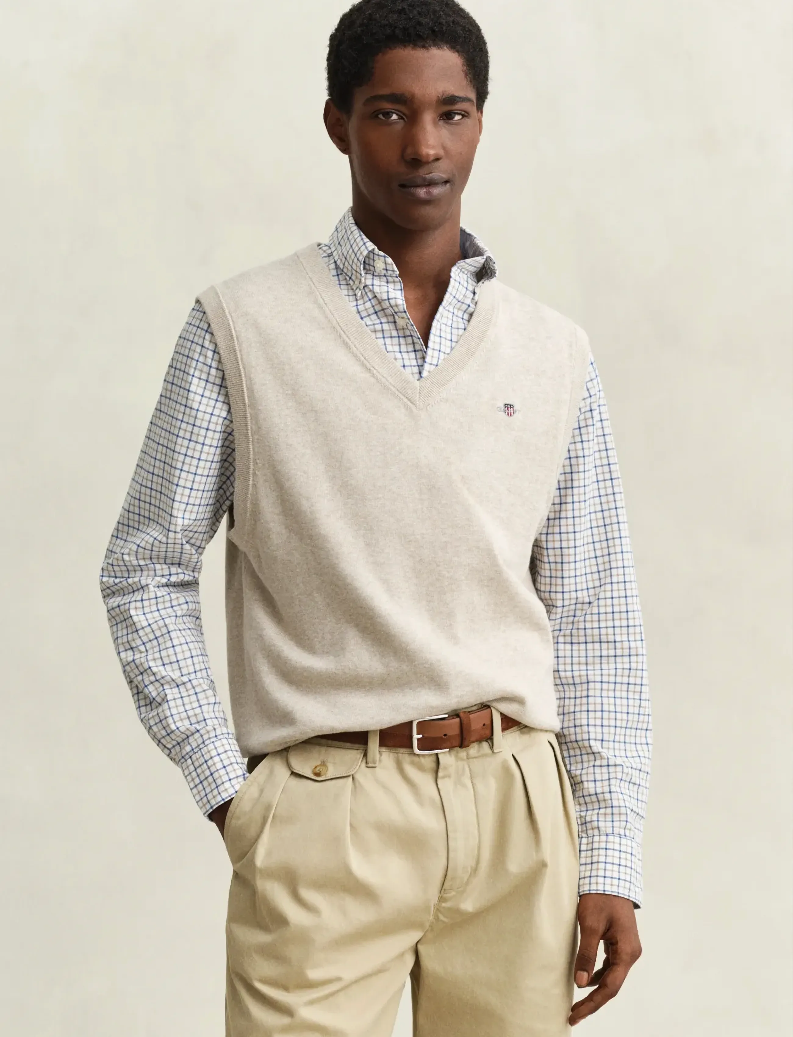 Gant - CLASSIC COTTON VEST - kootud vestid - oat melange - 0