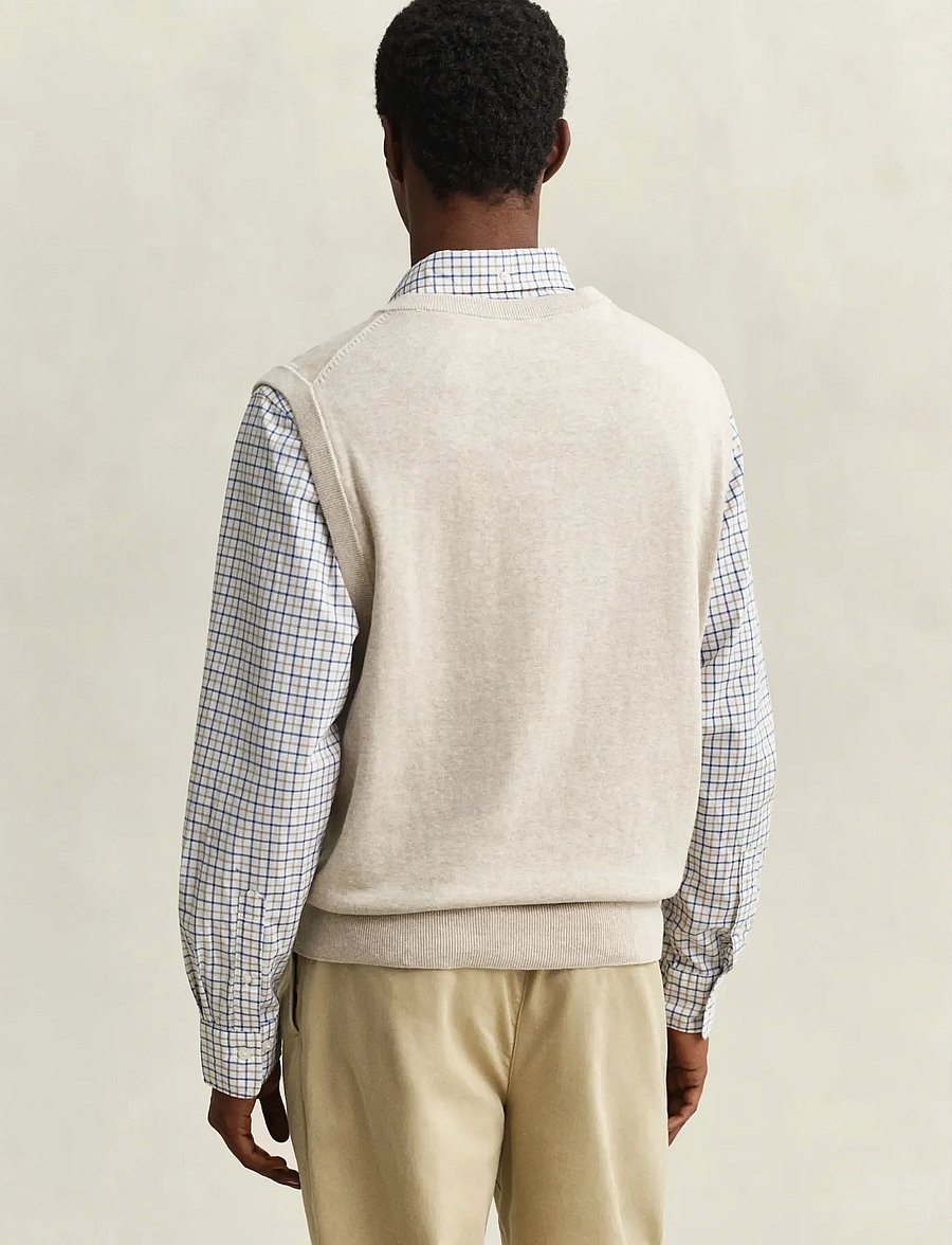 Gant - CLASSIC COTTON VEST - kootud vestid - oat melange - 3