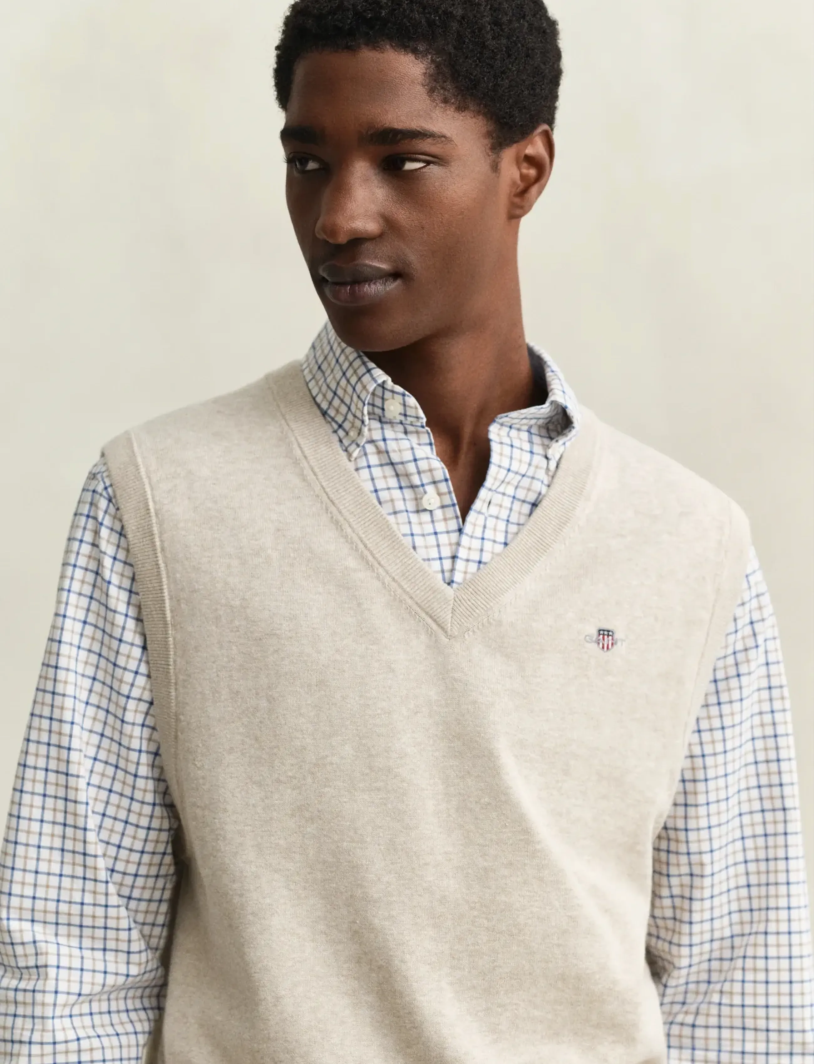 Gant - CLASSIC COTTON VEST - kootud vestid - oat melange - 4