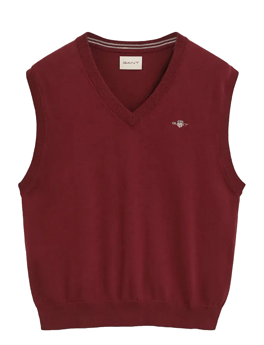 Gant - CLASSIC COTTON VEST - kootud vestid - plumped red - 1