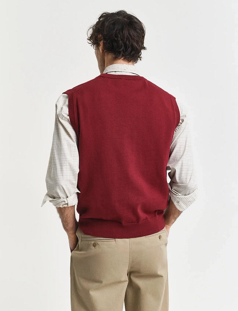 Gant - CLASSIC COTTON VEST - kootud vestid - plumped red - 2