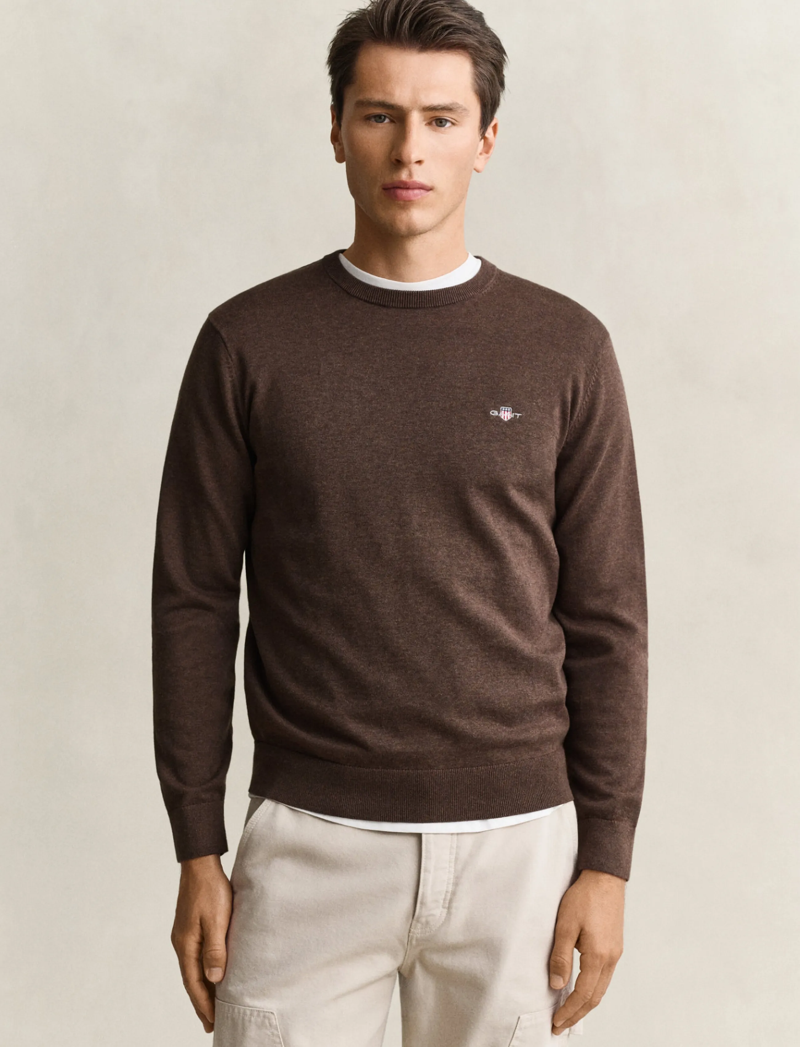 Gant - Cotton Sweater - round necks - black brown melange - 0