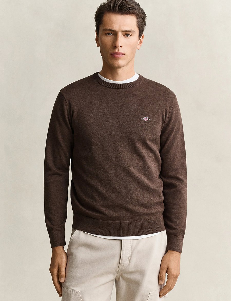 Gant - Cotton Sweater - round necks - black brown melange - 0