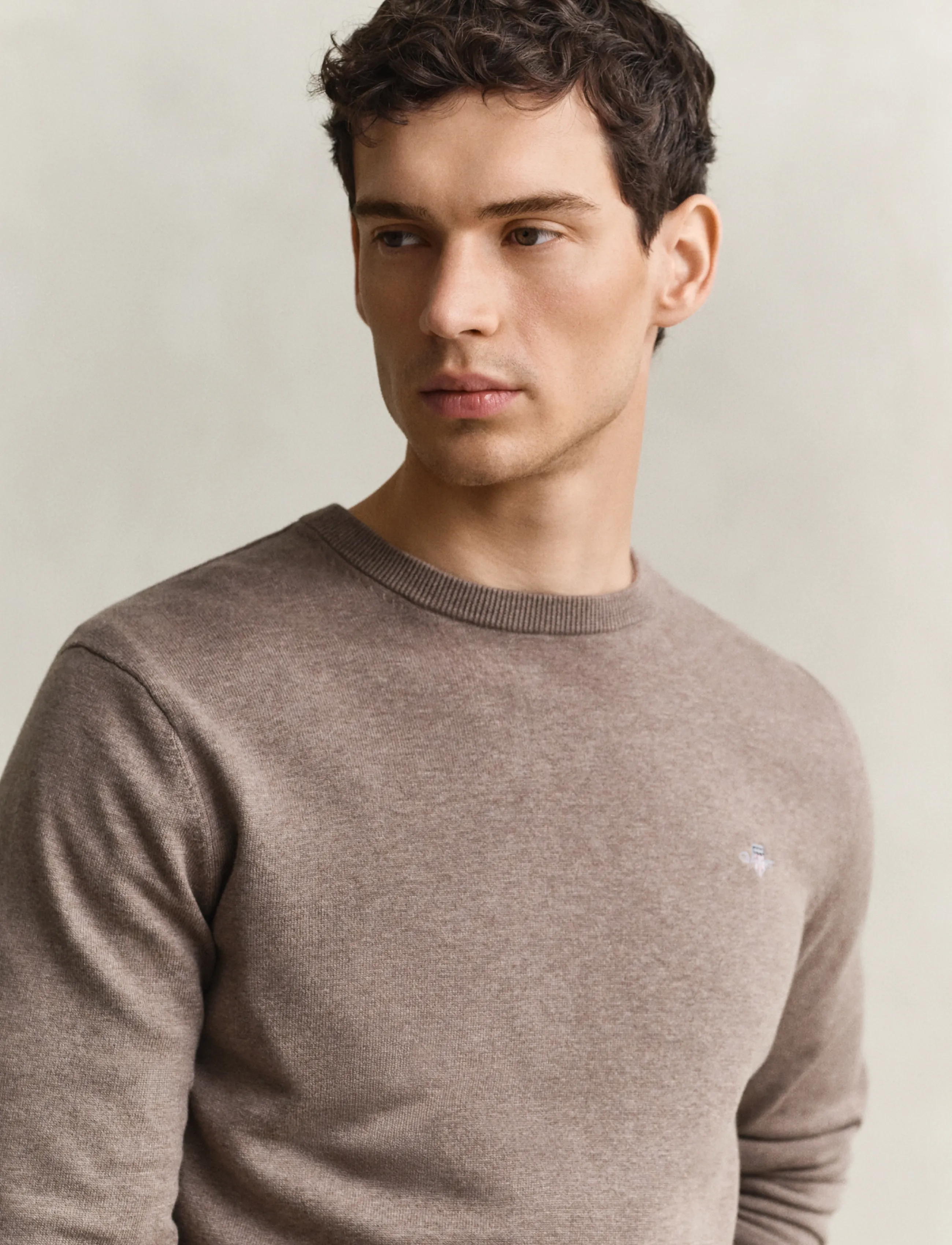 Gant - Cotton Sweater - pyöreäaukkoiset - dark hazelnut melange - 3