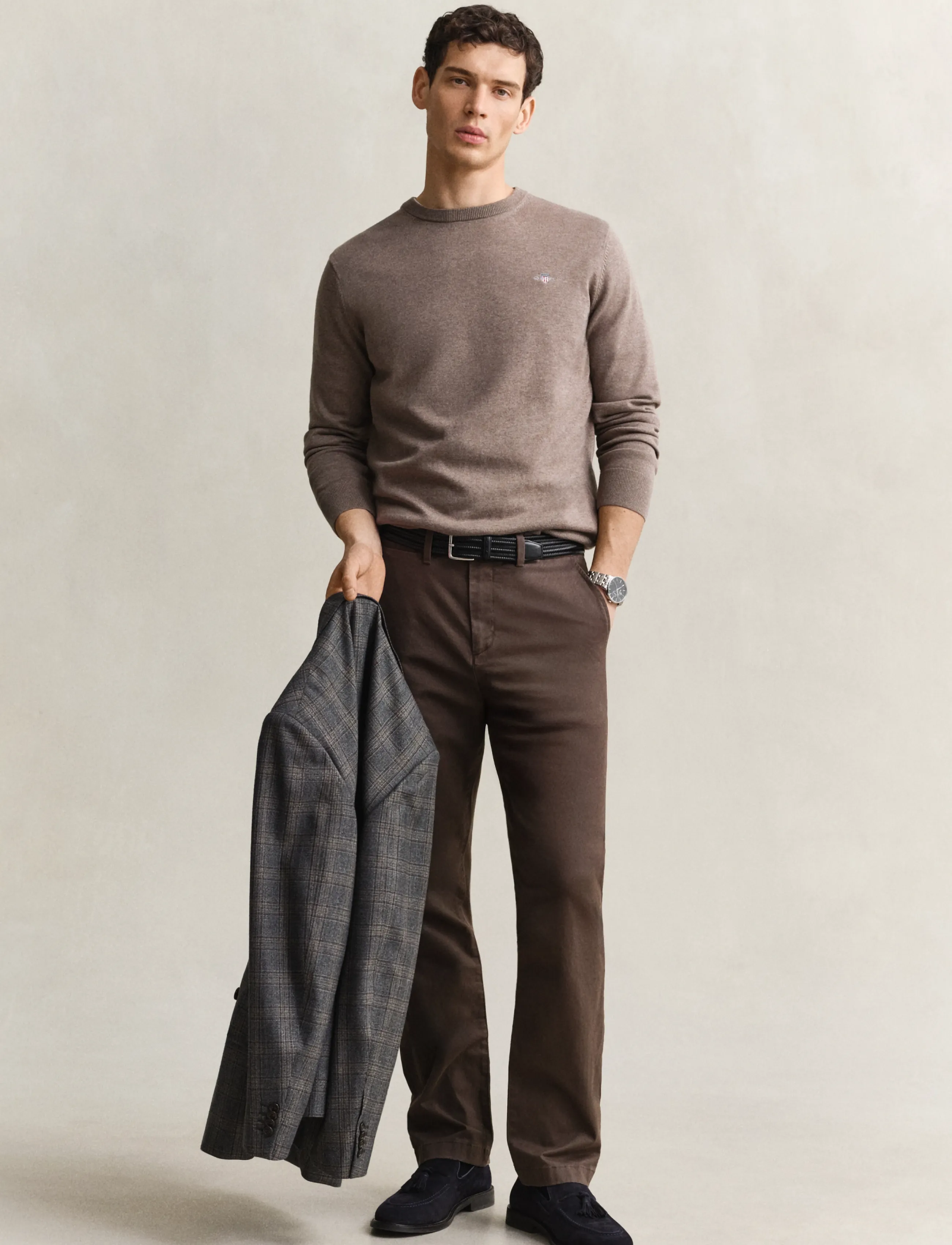 Gant - Cotton Sweater - pyöreäaukkoiset - dark hazelnut melange - 4