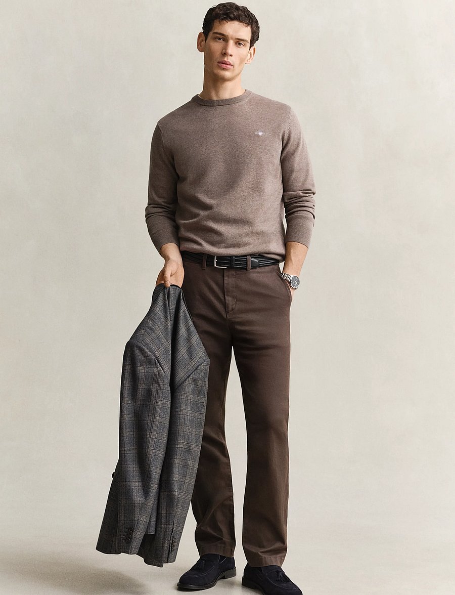 Gant - Cotton Sweater - pyöreäaukkoiset - dark hazelnut melange - 4