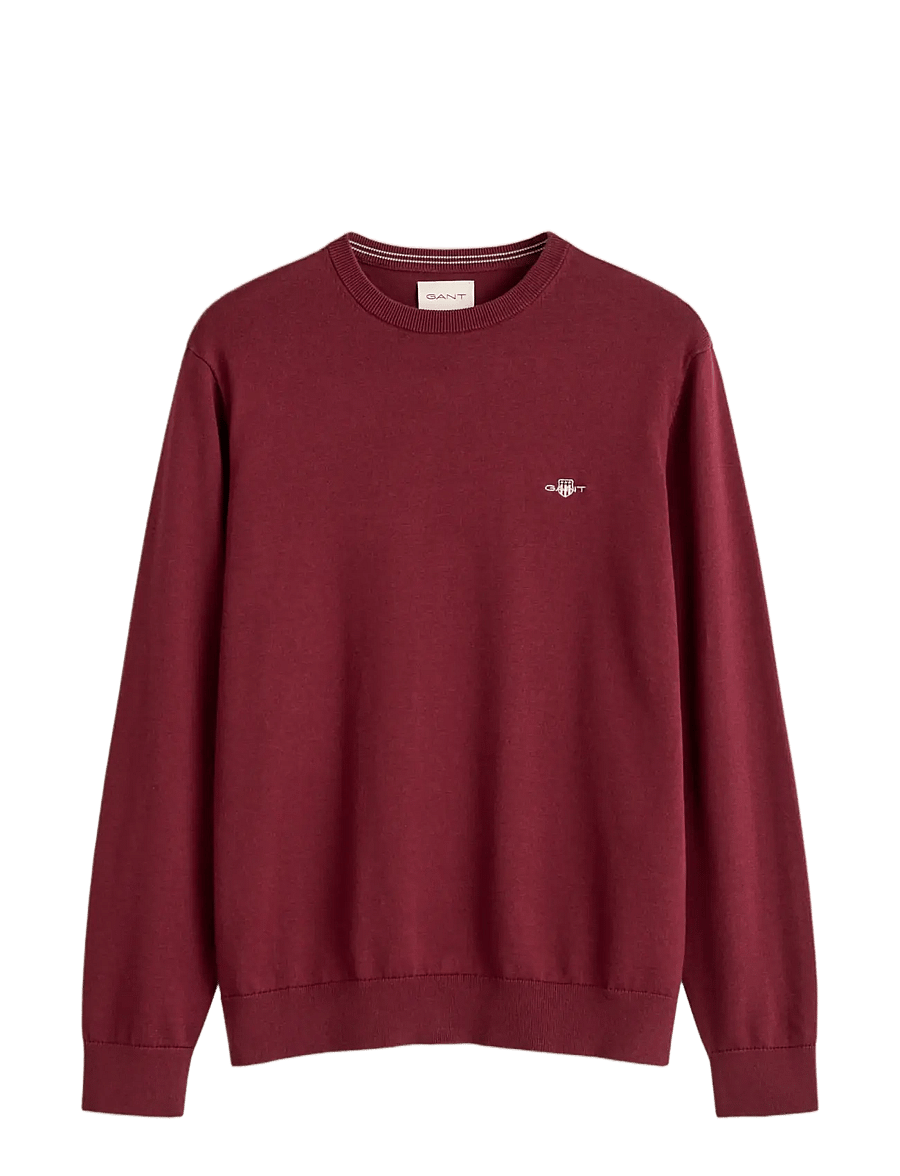 Gant - Cotton Sweater - Ümara kaelusega - deep grape wine - 0