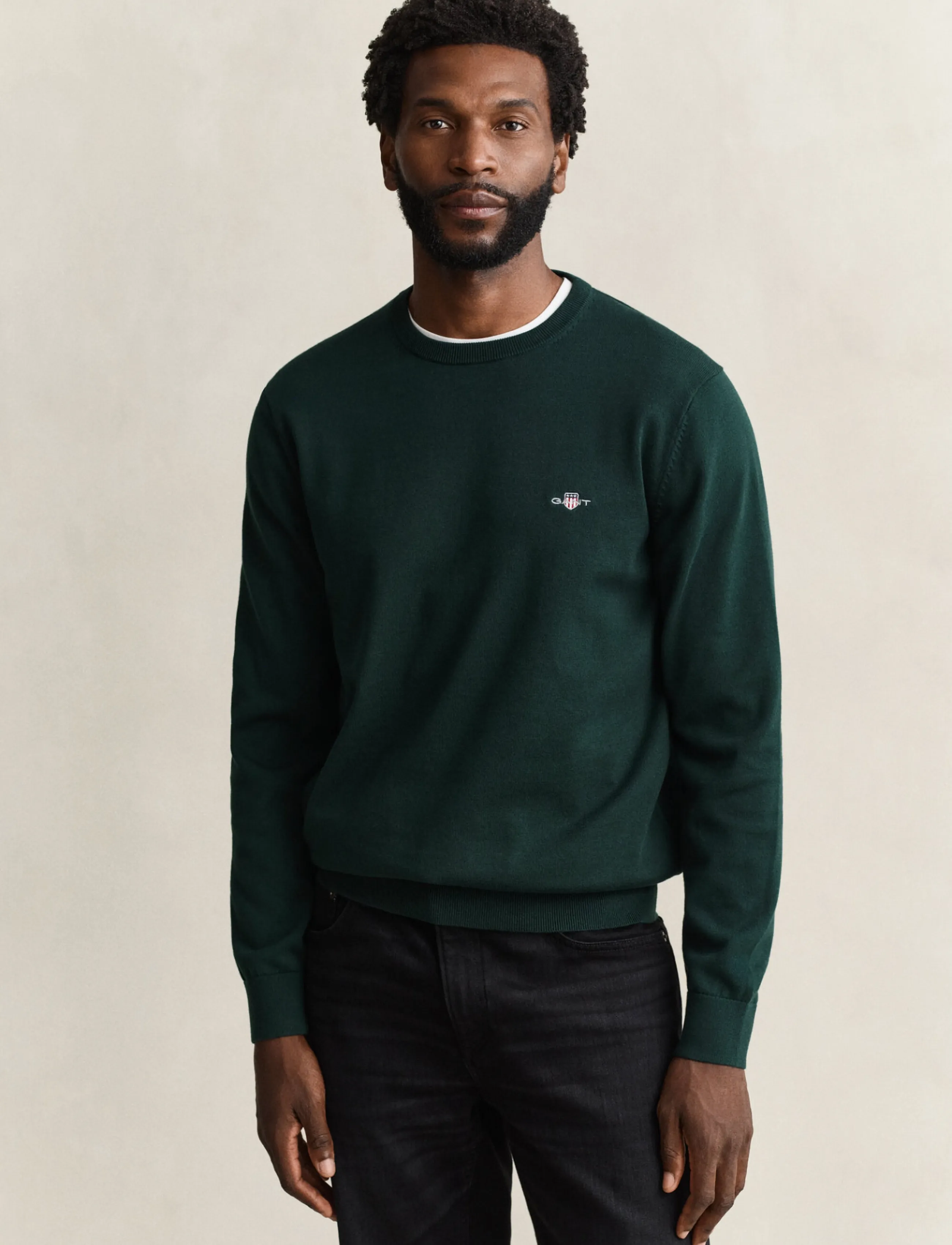 Gant - Cotton Sweater - Ümara kaelusega - tartan green - 0