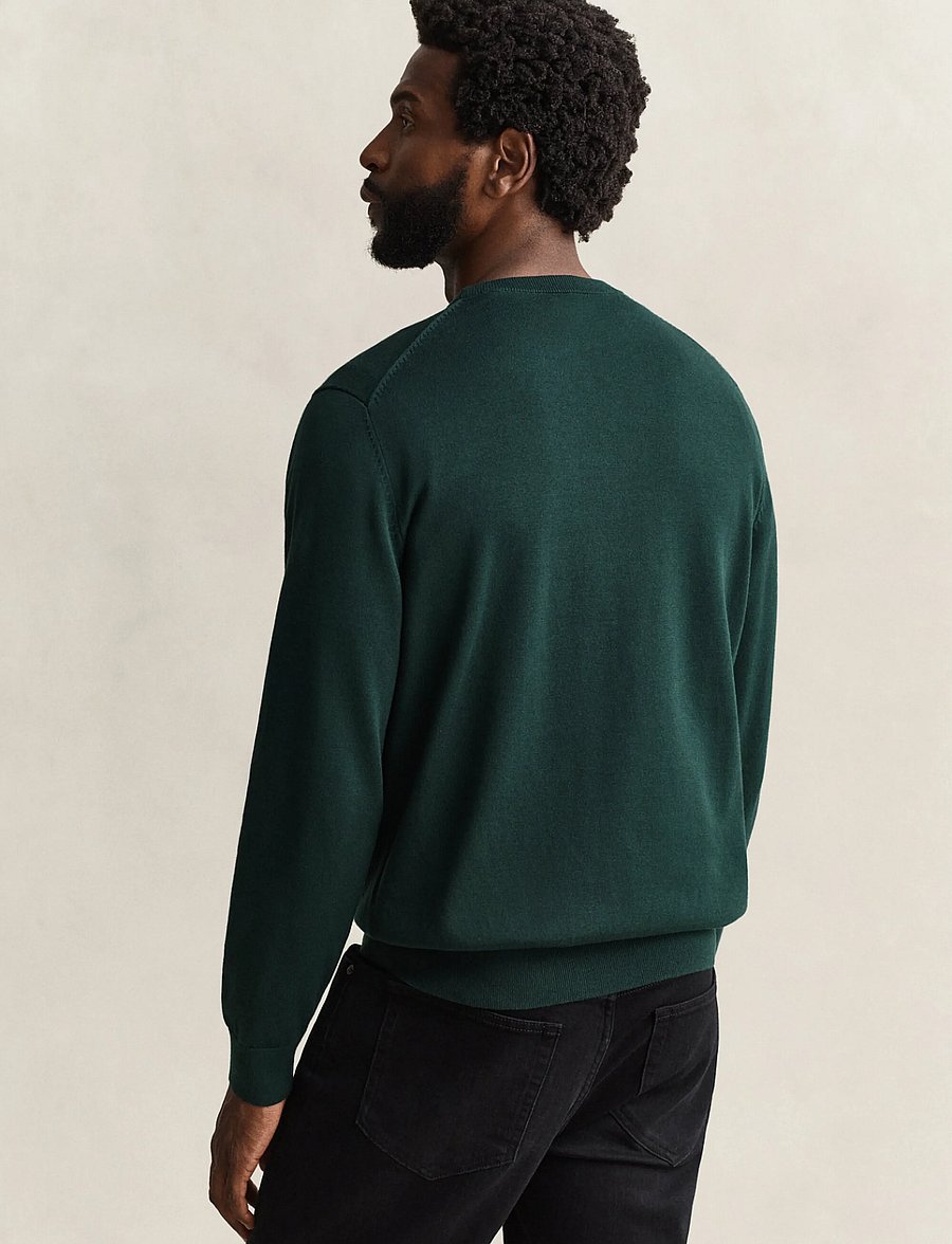 Gant - Cotton Sweater - Ümara kaelusega - tartan green - 2