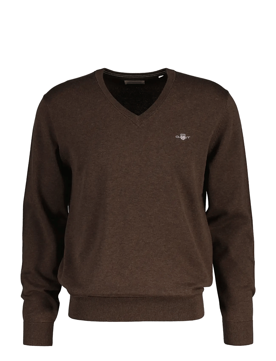 Gant - Cotton Sweater - v-necks - black brown melange - 1