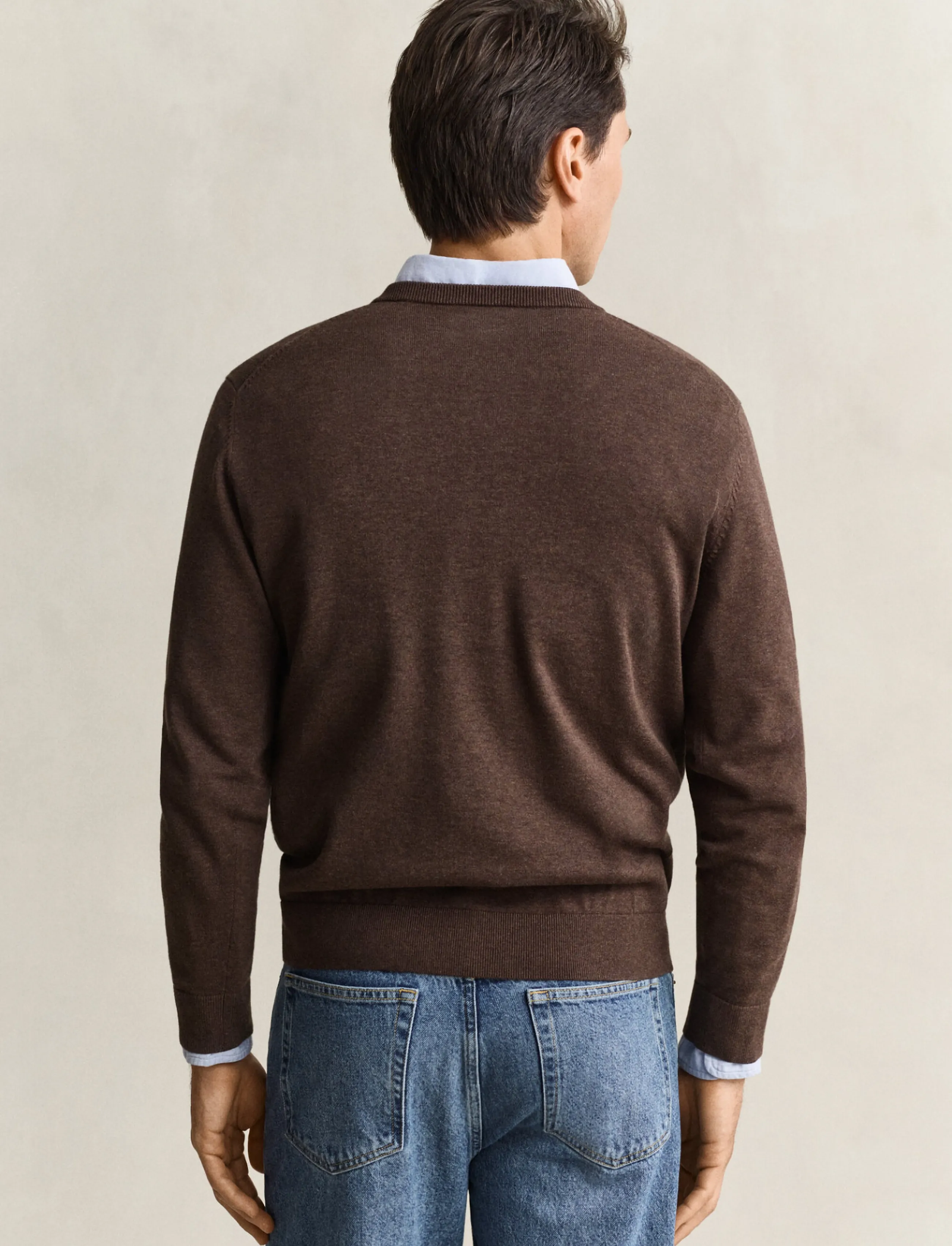Gant - Cotton Sweater - v-necks - black brown melange - 2
