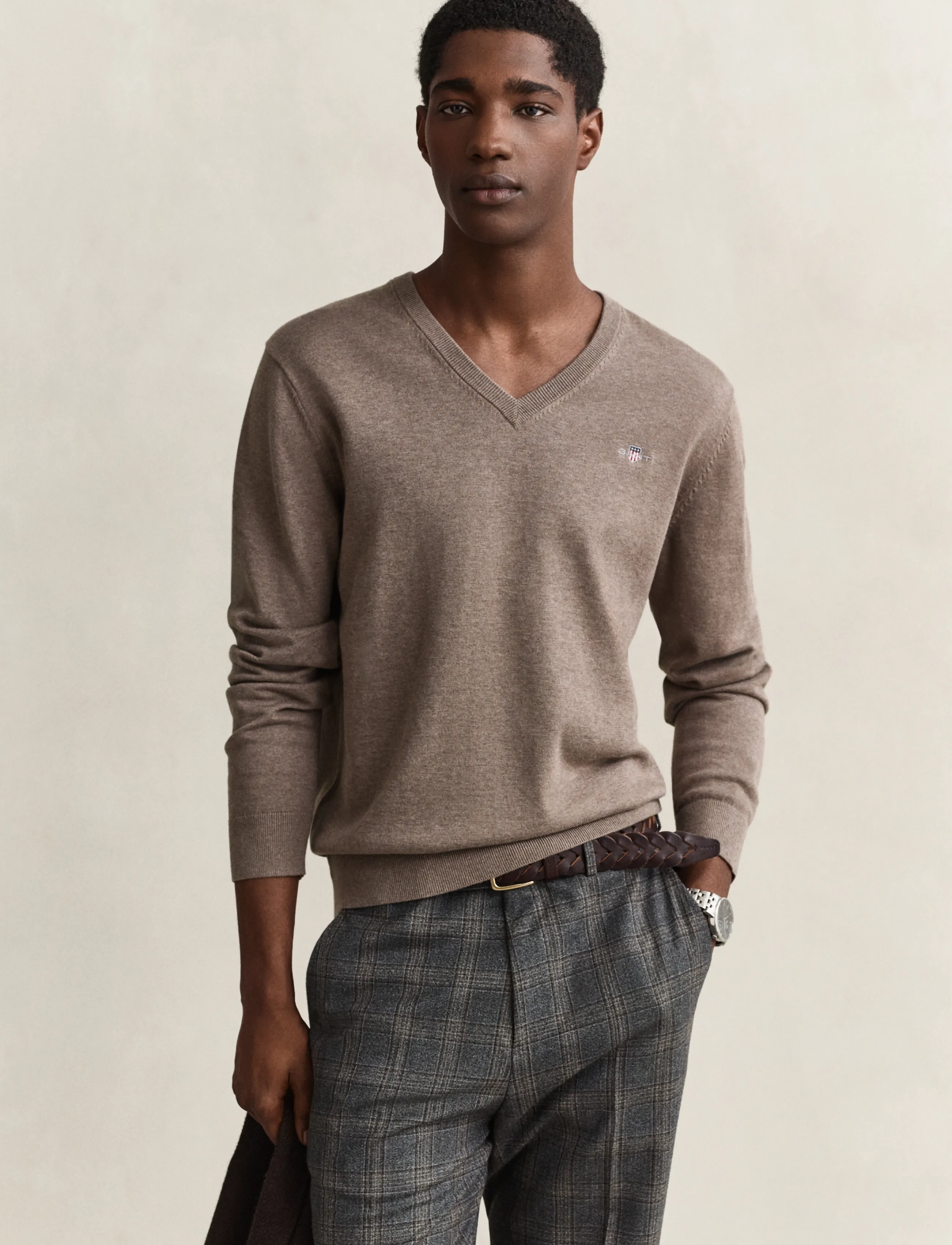Gant Cotton Sweater - Kudumid - DARK HAZELNUT MELANGE / brown