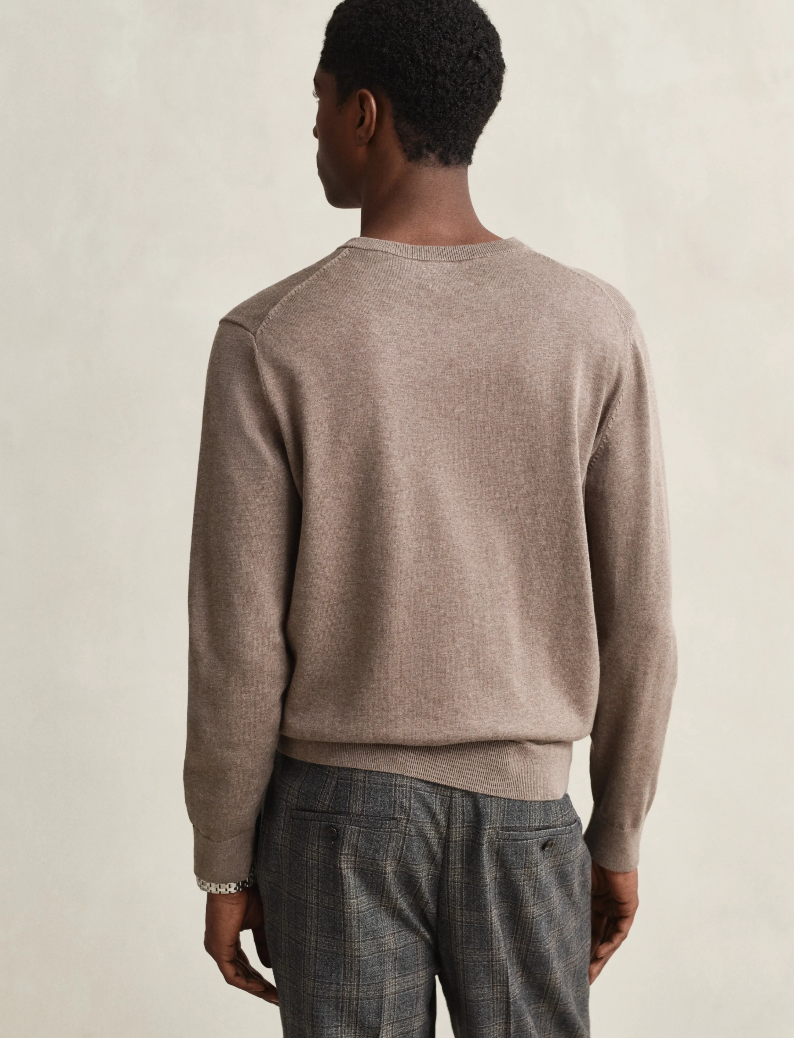 Gant - Cotton Sweater - v-ringat - dark hazelnut melange - 2