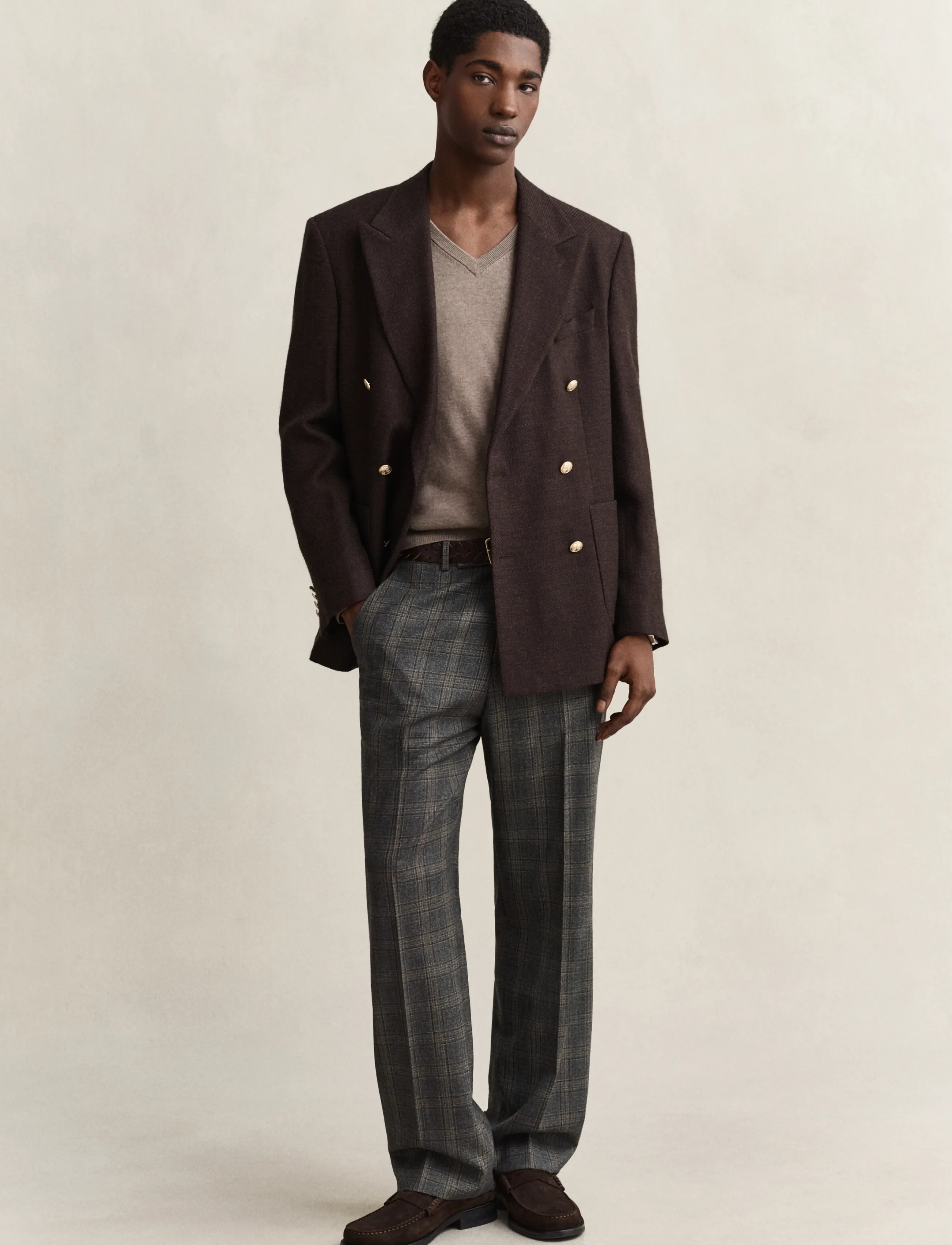 Gant - Cotton Sweater - v-ringat - dark hazelnut melange - 4