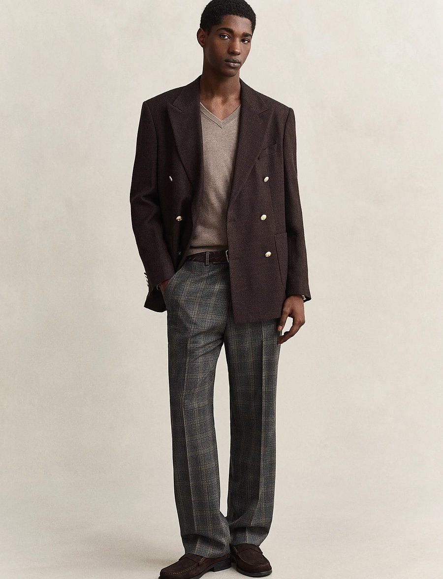 Gant - Cotton Sweater - v-ringat - dark hazelnut melange - 4