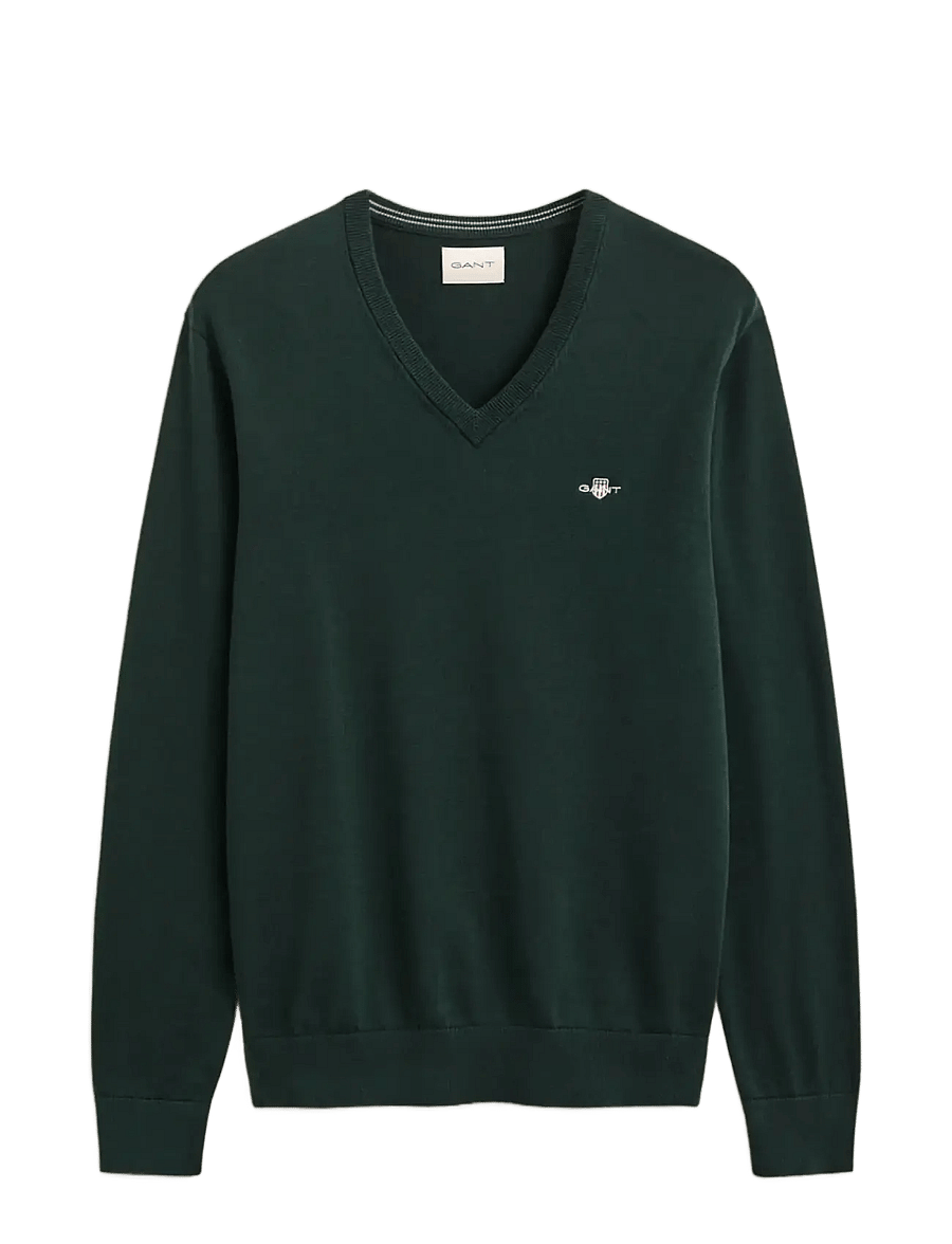 Gant - Cotton Sweater - v-necks - tartan green - 1