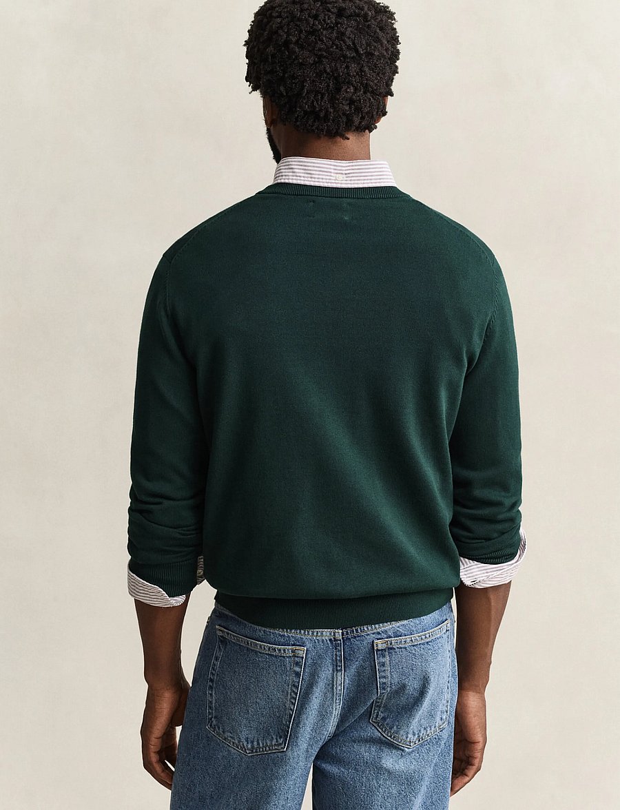 Gant - Cotton Sweater - v-necks - tartan green - 2