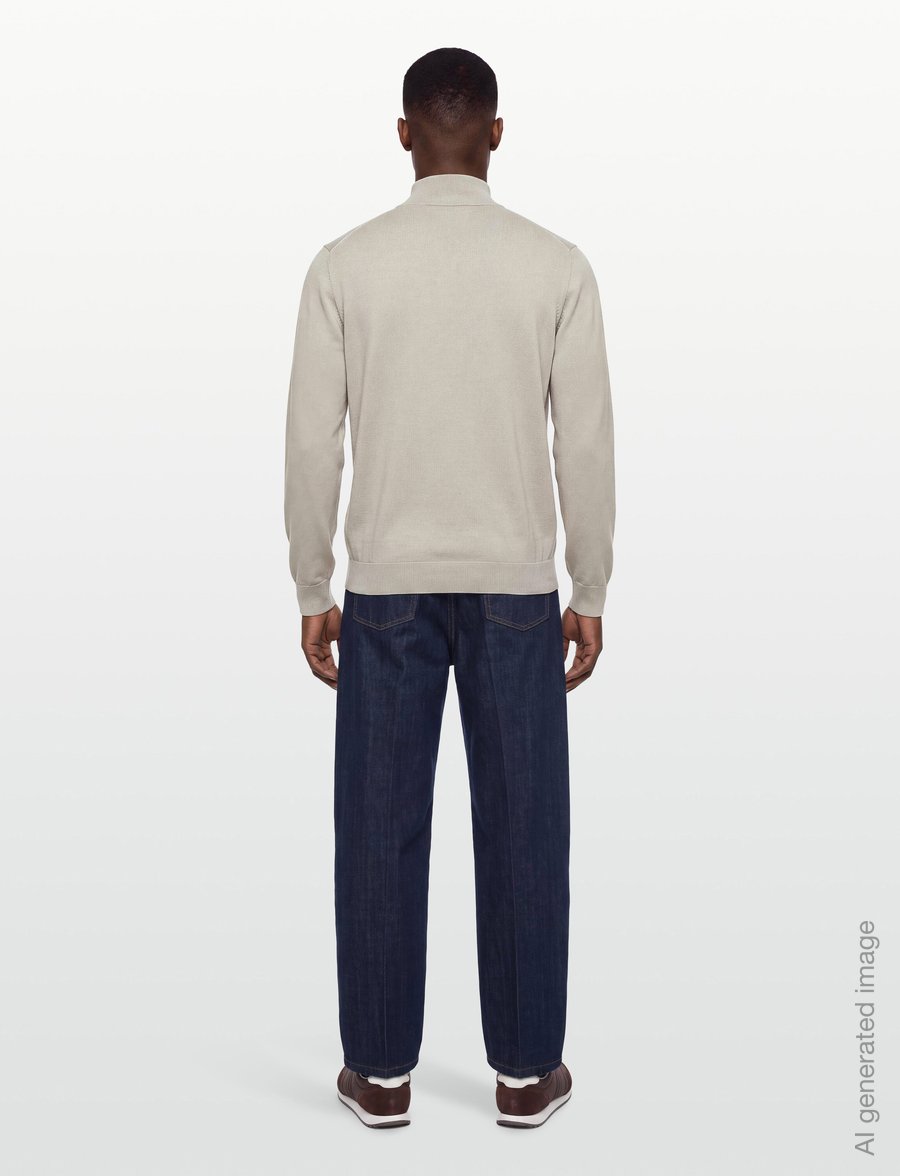 Gant - Cotton Half-Zip Sweater - poolpika lukuga džemprid - clay beige - 4