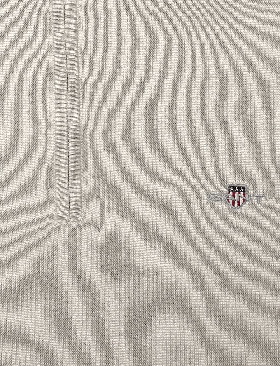 Gant - Cotton Half-Zip Sweater - pullover mit halbem reißverschluss - clay beige - 2