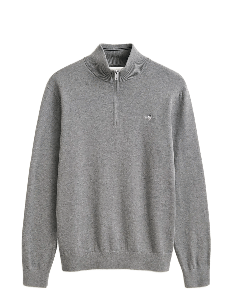 Gant - Cotton Half-Zip Sweater - tõmblukk-kaelusega džemprid - dark grey melange - 0