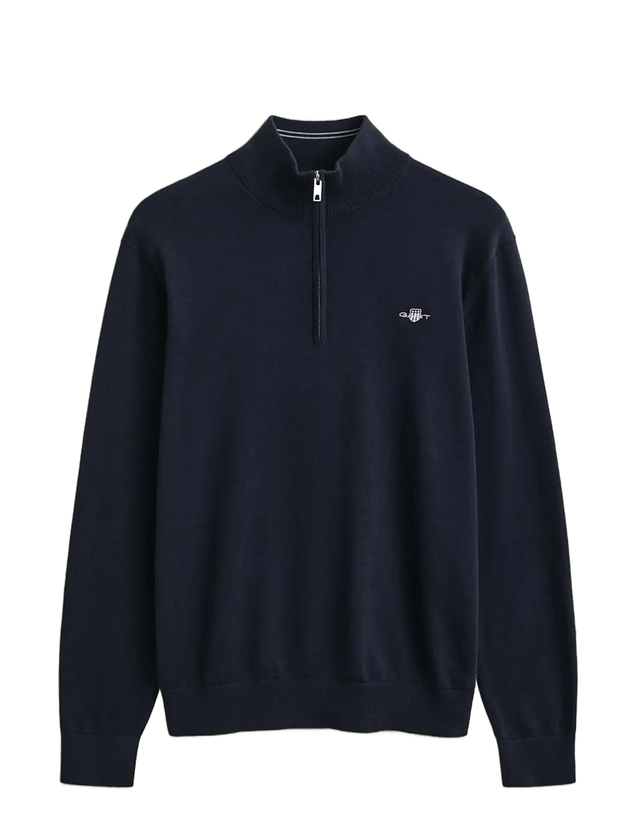 Gant - Cotton Half-Zip Sweater - tõmblukk-kaelusega džemprid - evening blue - 0