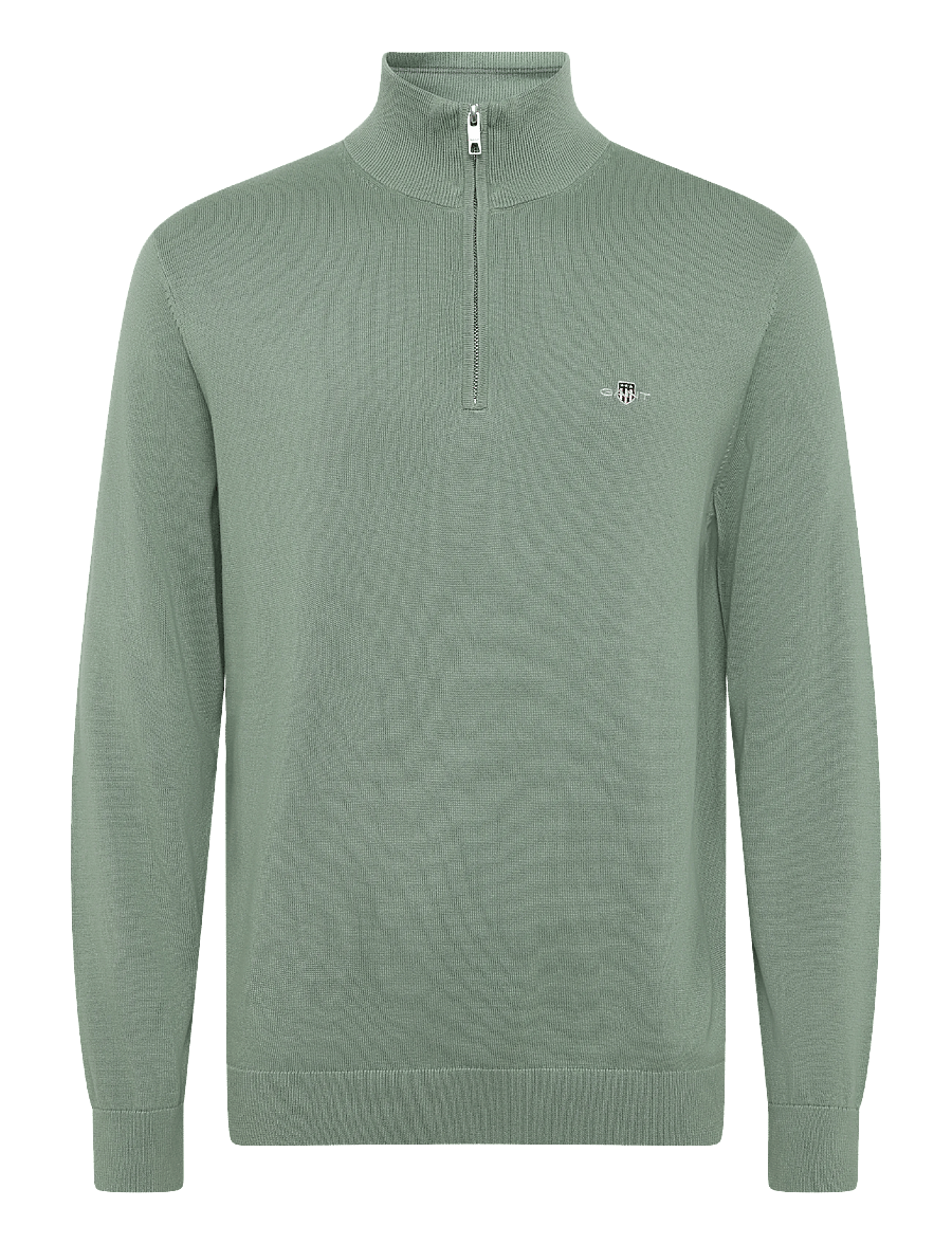 Gant - Cotton Half-Zip Sweater - pullover mit halbem reißverschluss - surplus mint - 1