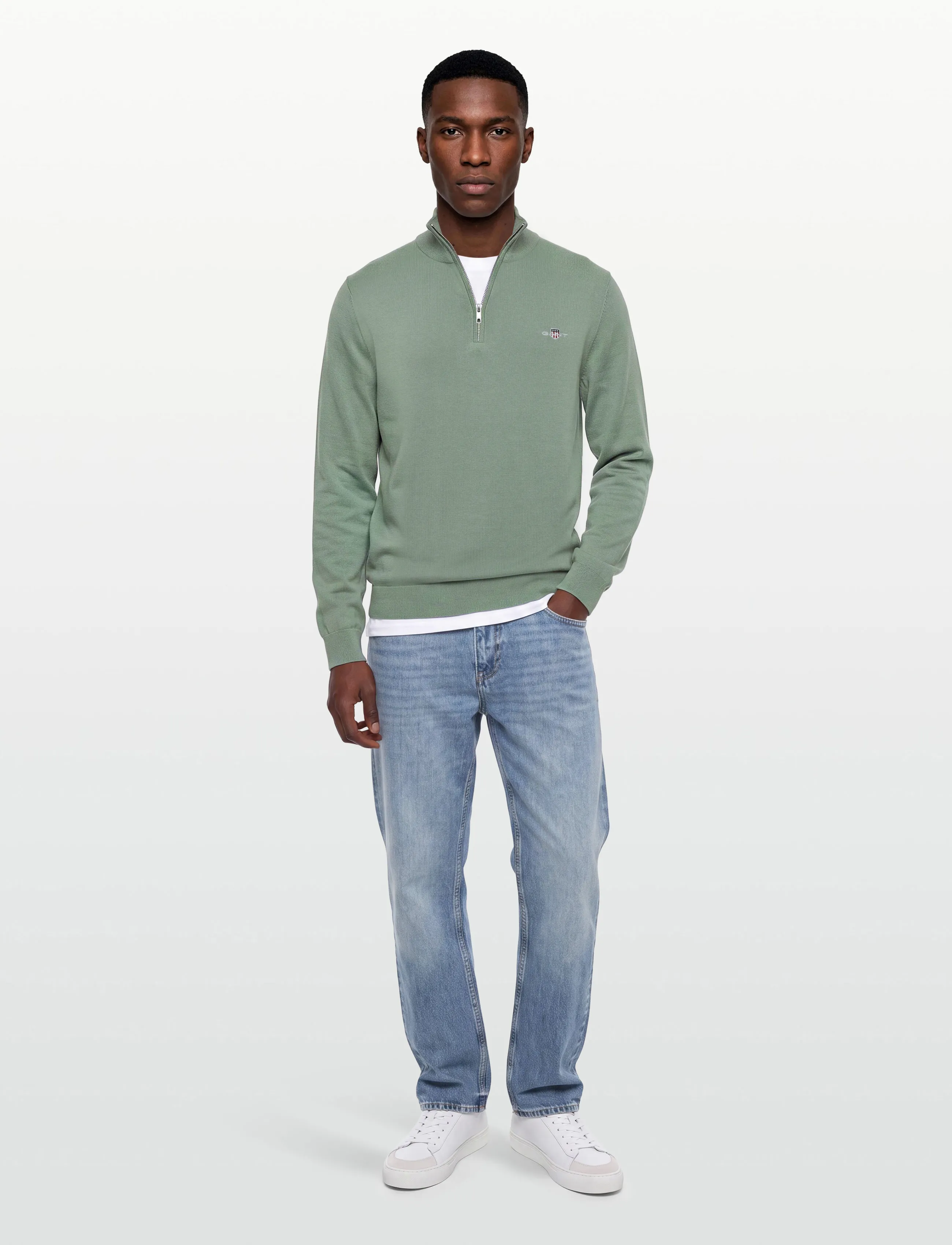 Gant - Cotton Half-Zip Sweater - pullover mit halbem reißverschluss - surplus mint - 0