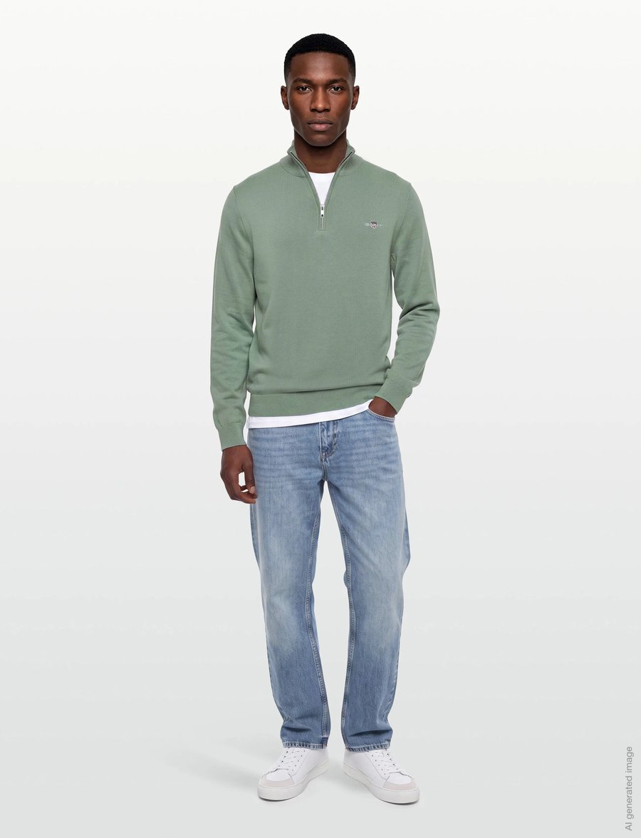 Gant - Cotton Half-Zip Sweater - pullover mit halbem reißverschluss - surplus mint - 0
