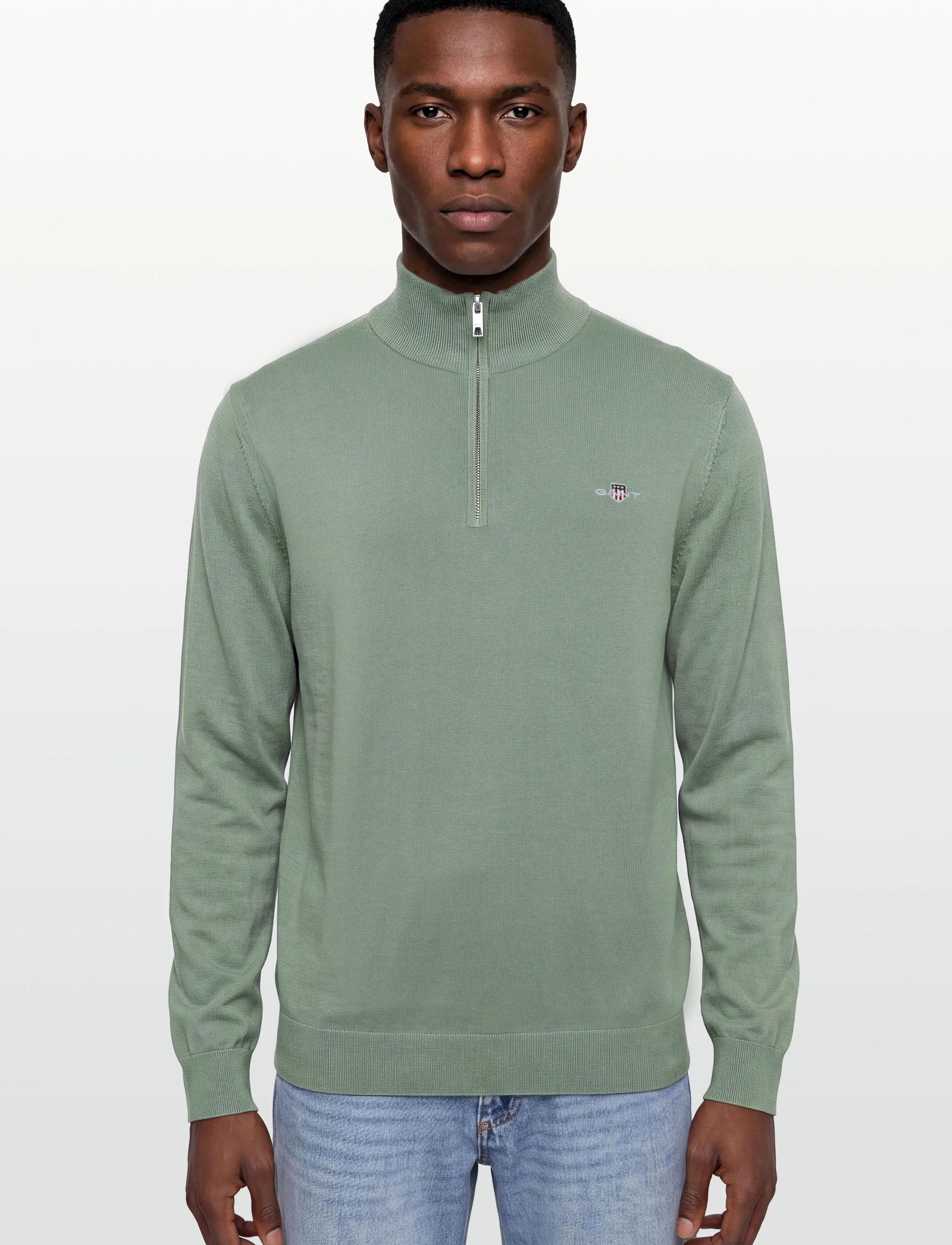 Gant - Cotton Half-Zip Sweater - pullover mit halbem reißverschluss - surplus mint - 3