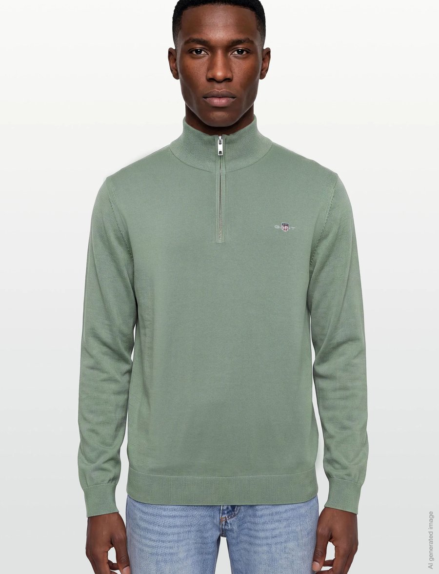 Gant - Cotton Half-Zip Sweater - pullover mit halbem reißverschluss - surplus mint - 3