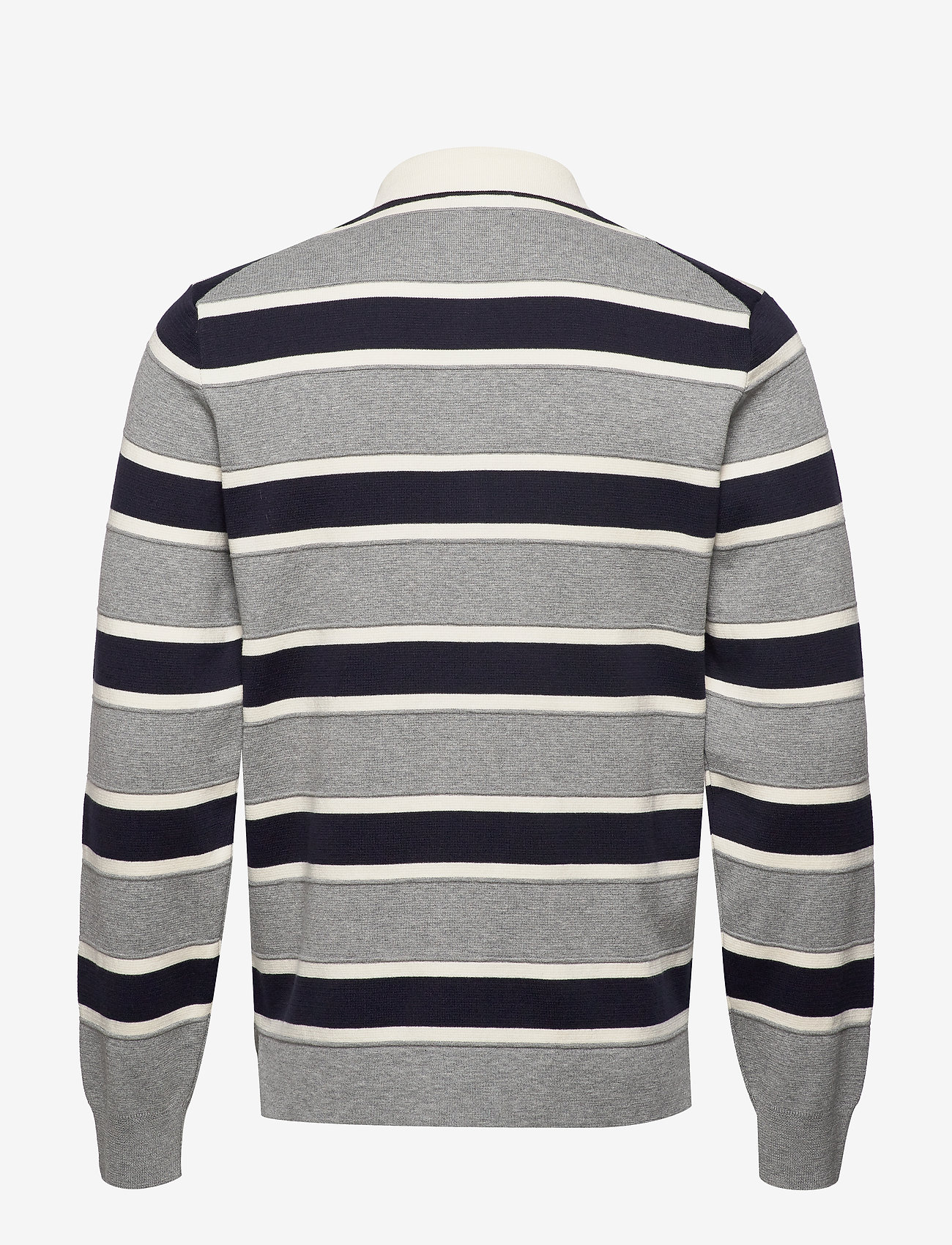 GANT - D1. KNITTED STRIPED RUGGER - grey melange - 1