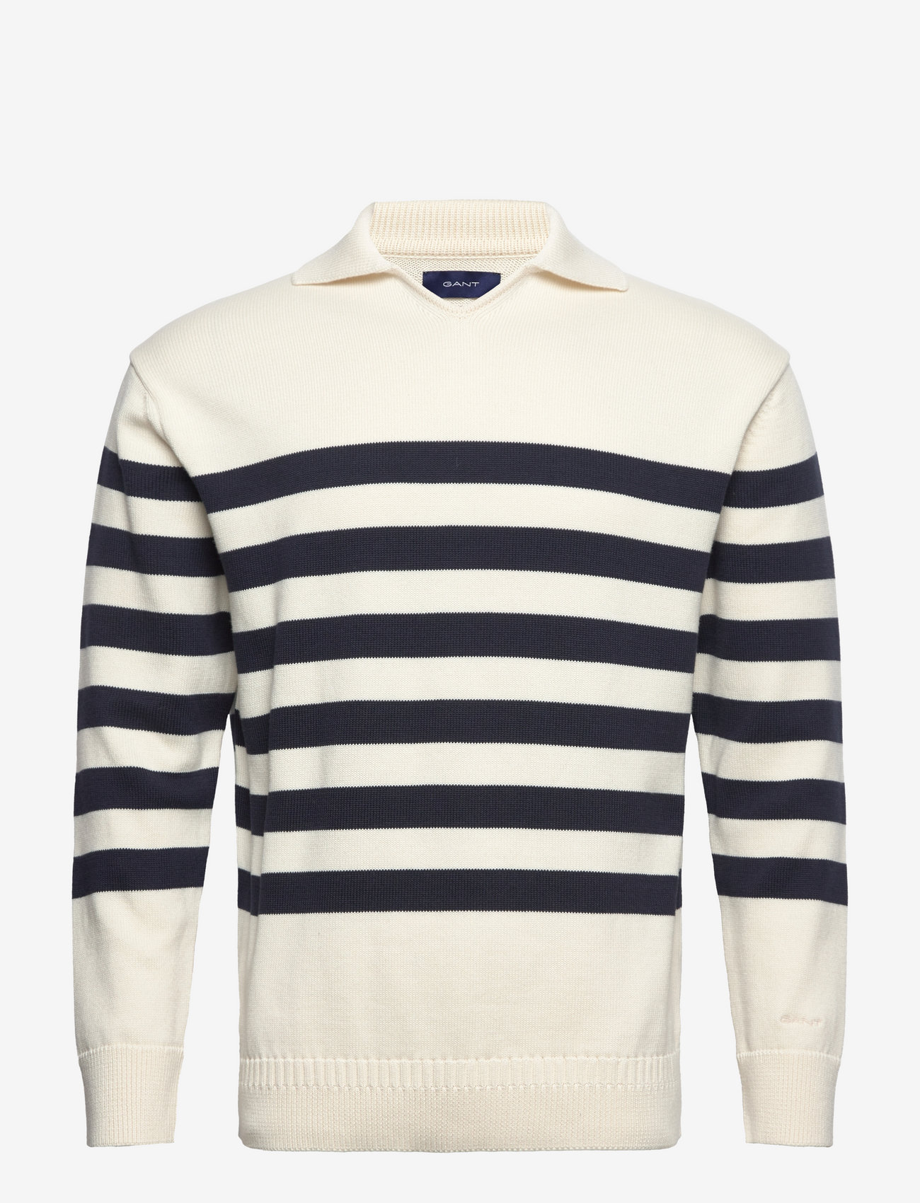 GANT - D2. STRIPED V-NECK POLO - cream - 0