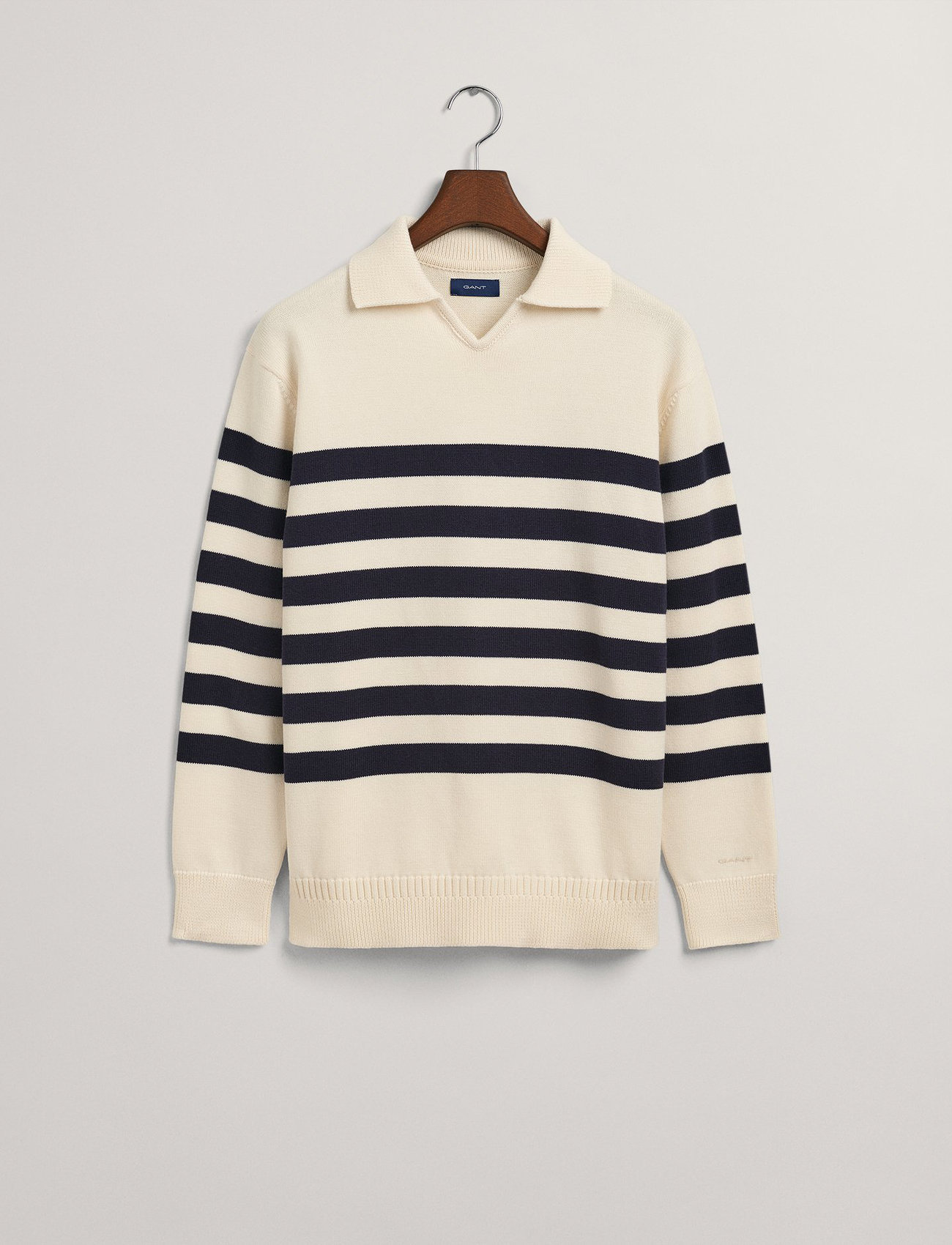 GANT - D2. STRIPED V-NECK POLO - cream - 3