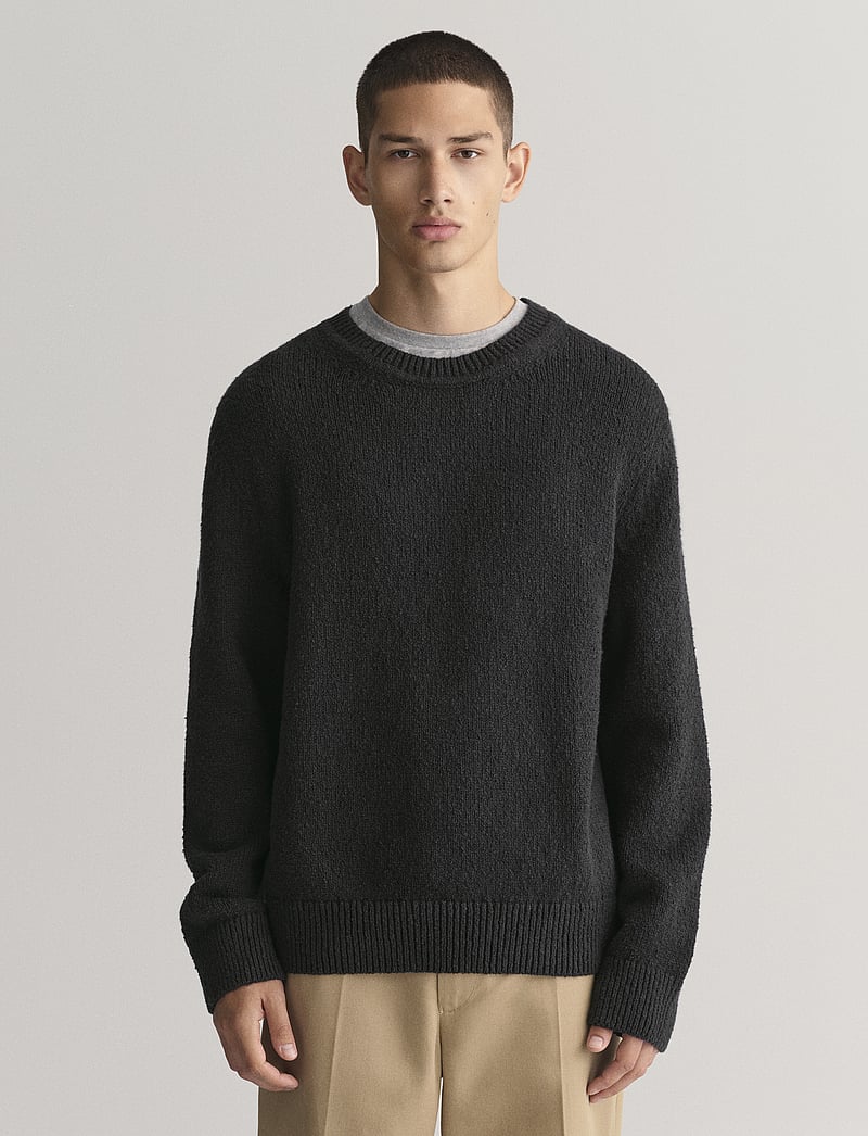 GANT - RELAXED PLAIN BOUCLE C-NECK - rundhals - black - 0