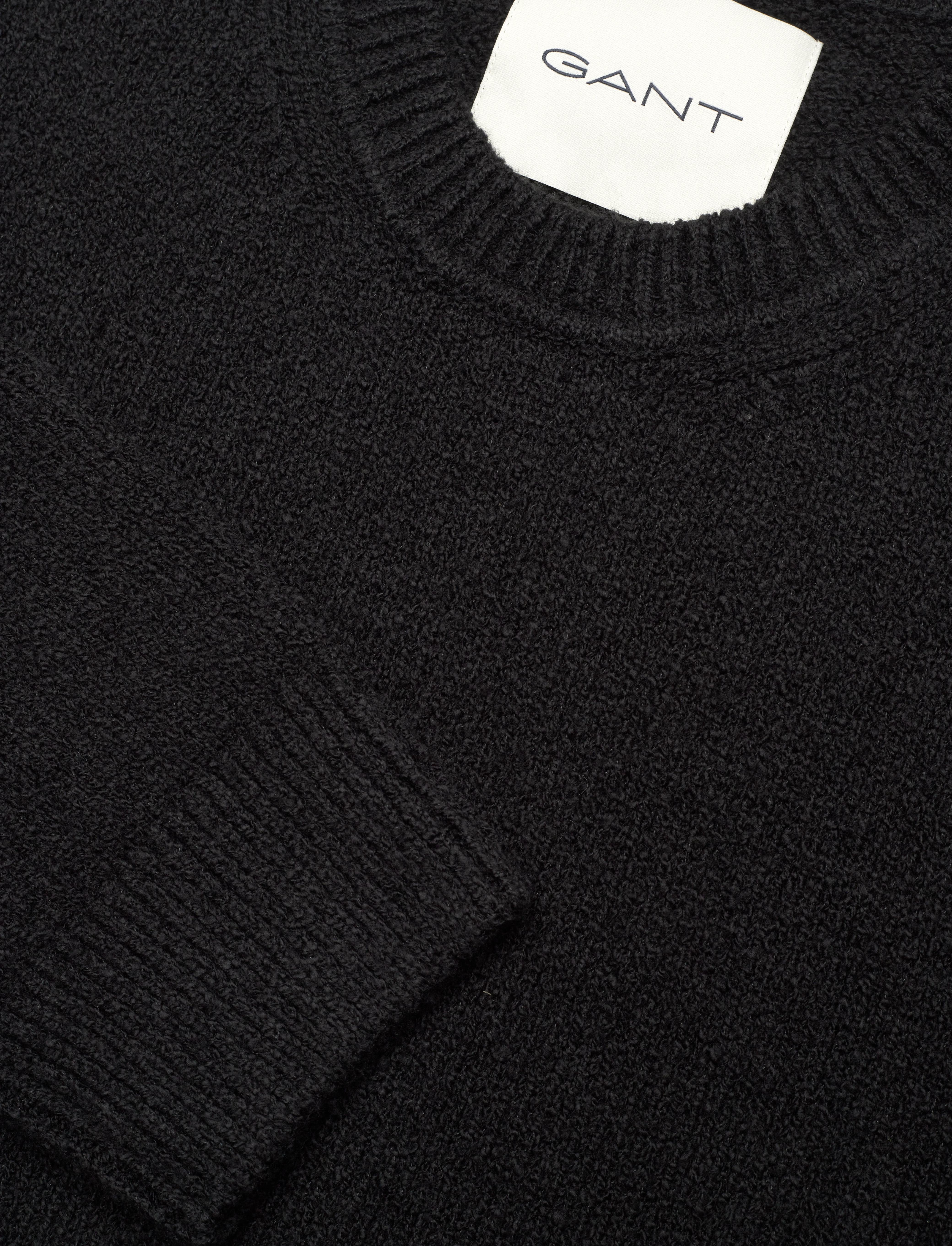 GANT - RELAXED PLAIN BOUCLE C-NECK - black - 3