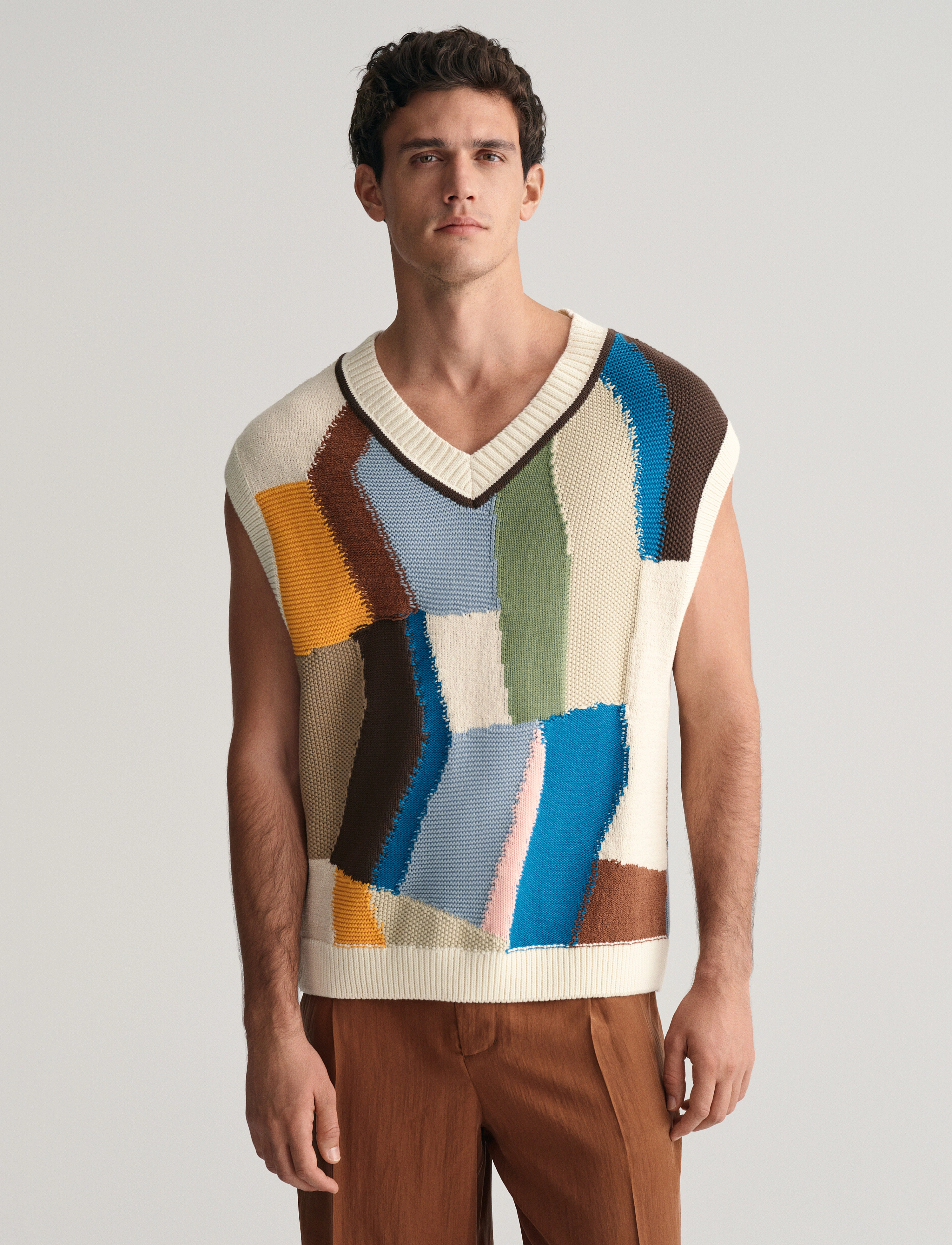 GANT - ART PRINT KNITTED VEST - cream - 4