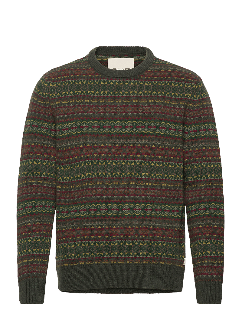 Gant - FAIR ISLE C-NECK - rundhals - deepest green - 1
