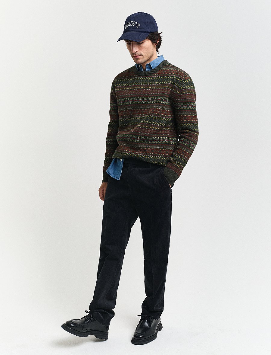 Gant - FAIR ISLE C-NECK - deepest green - 0