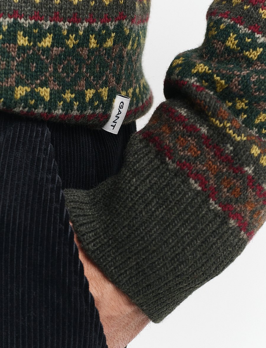 Gant - FAIR ISLE C-NECK - deepest green - 5