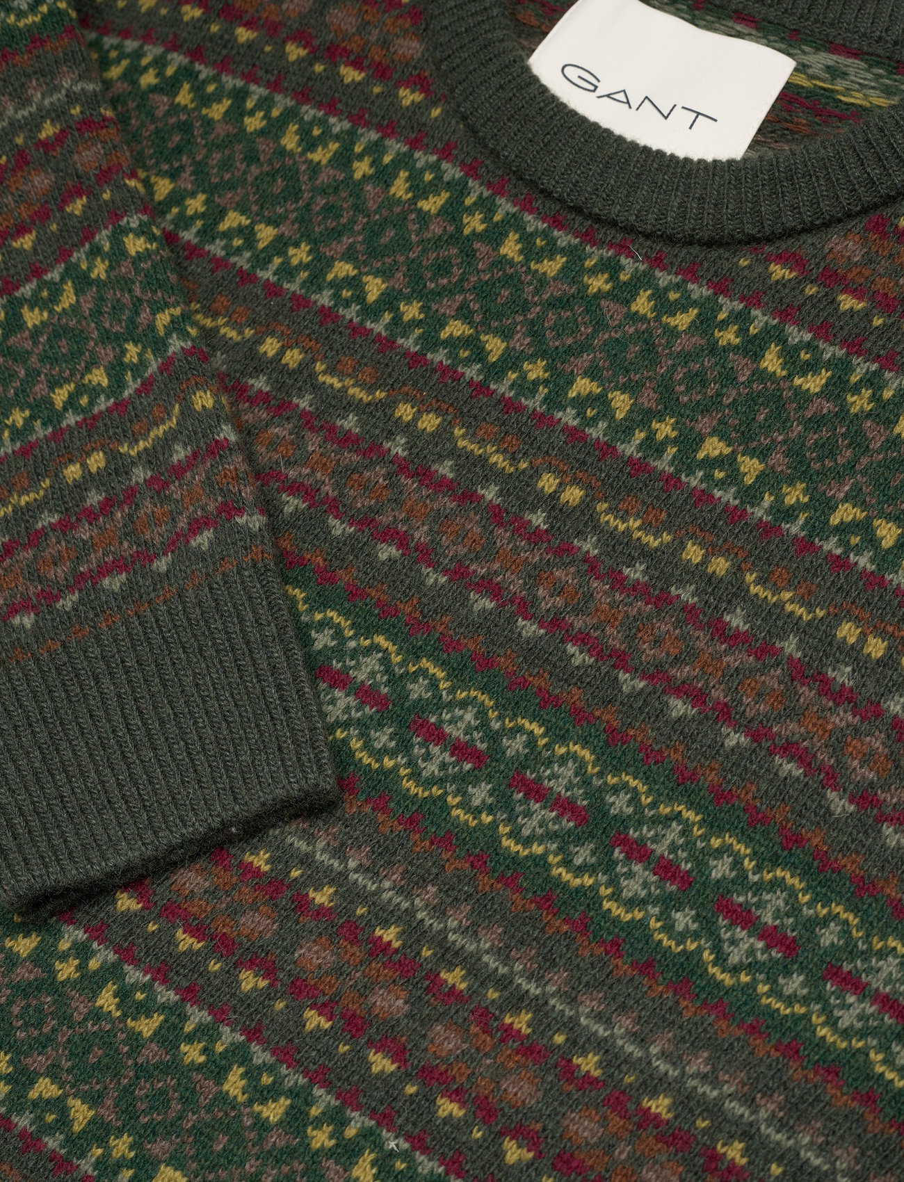 Gant - FAIR ISLE C-NECK - rund hals - deepest green - 3