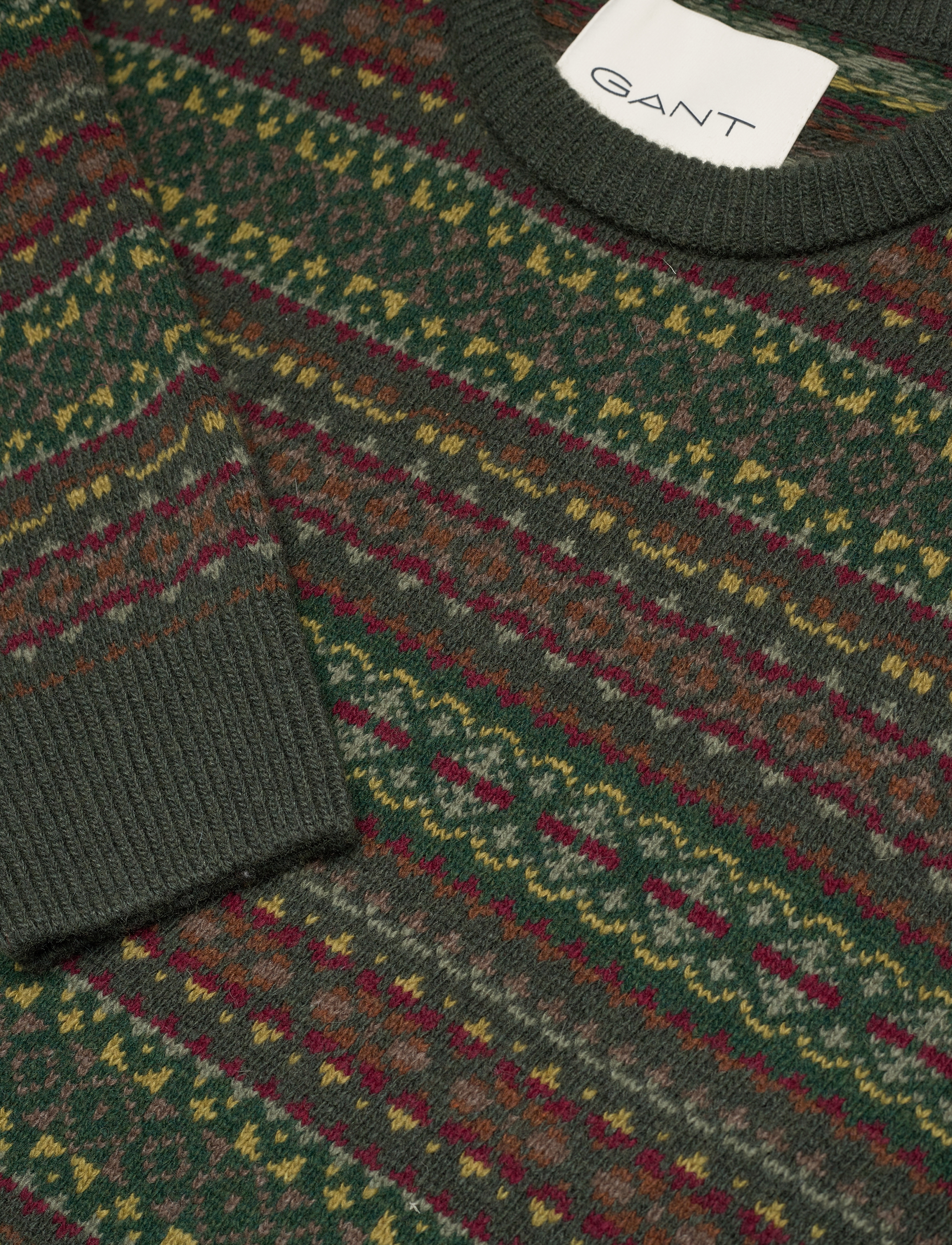 Gant - FAIR ISLE C-NECK - deepest green - 3