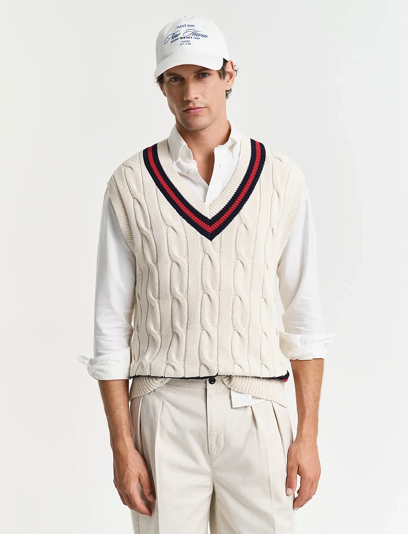 Gant - CABLE VEST - gestrickte westen - cream - 0