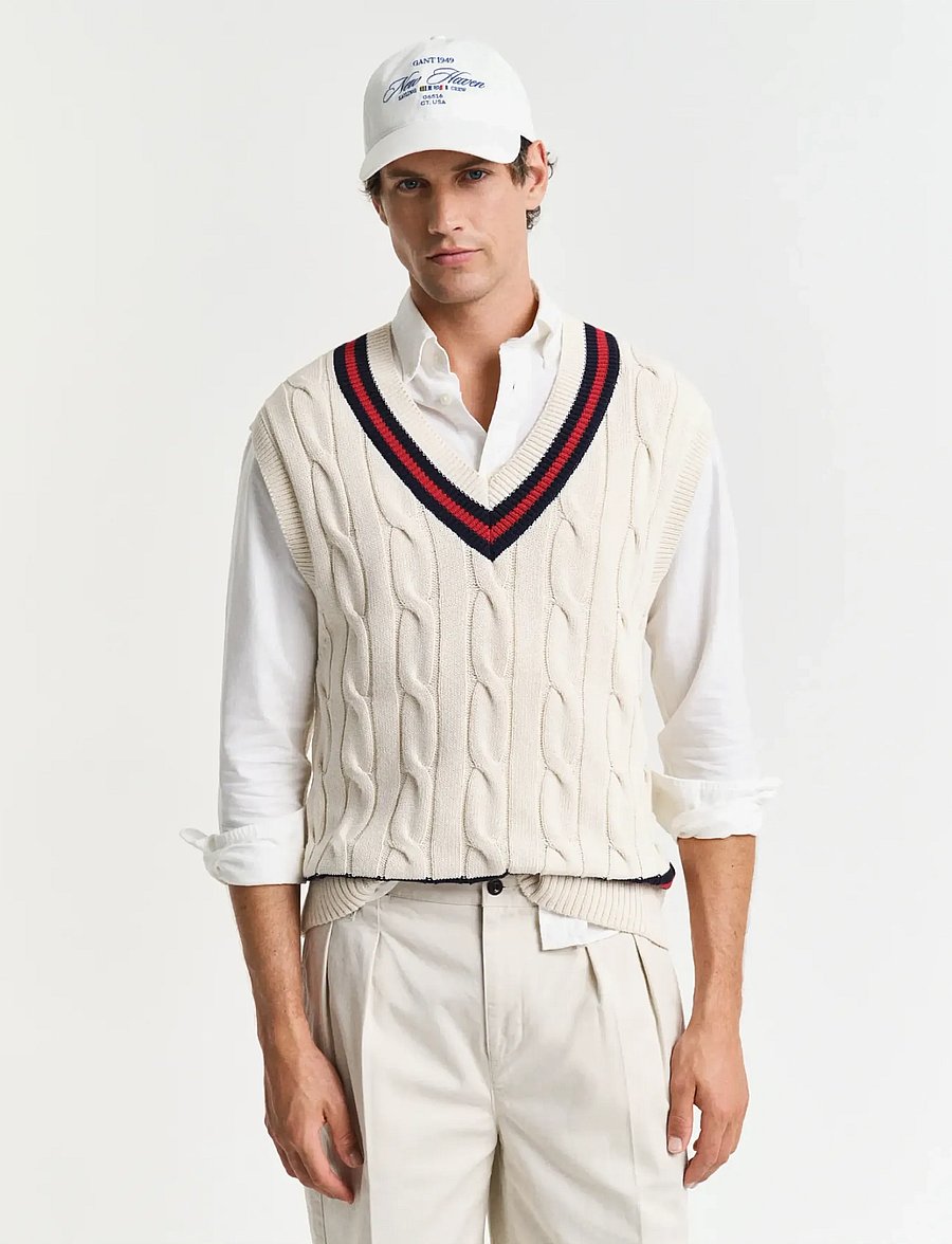 Gant - CABLE VEST - kamizelki z dzianiny - cream - 0