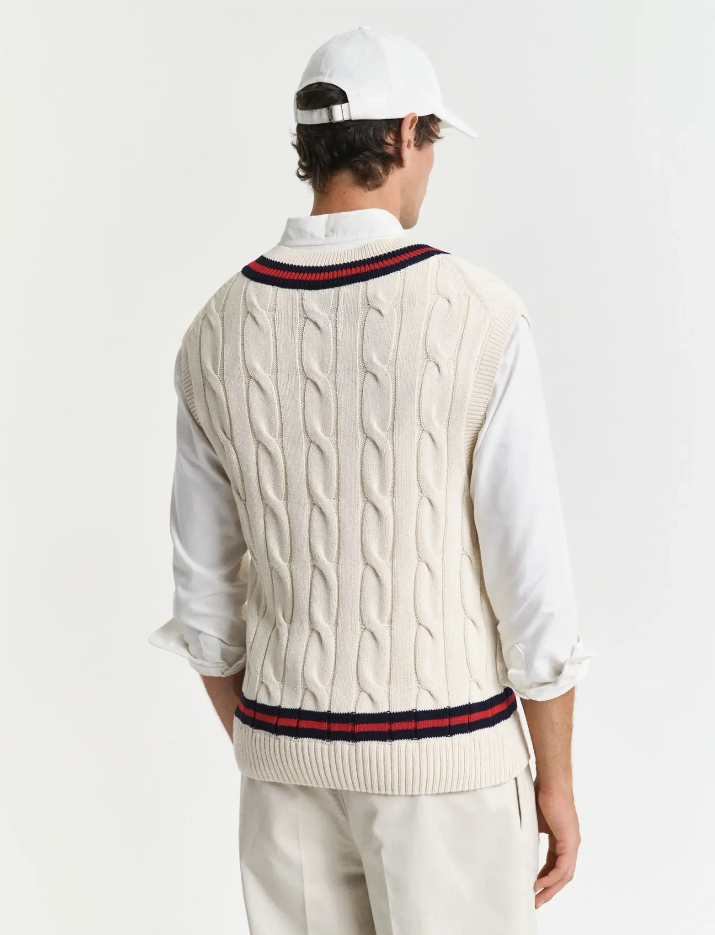 Gant - CABLE VEST - strik - cream - 3