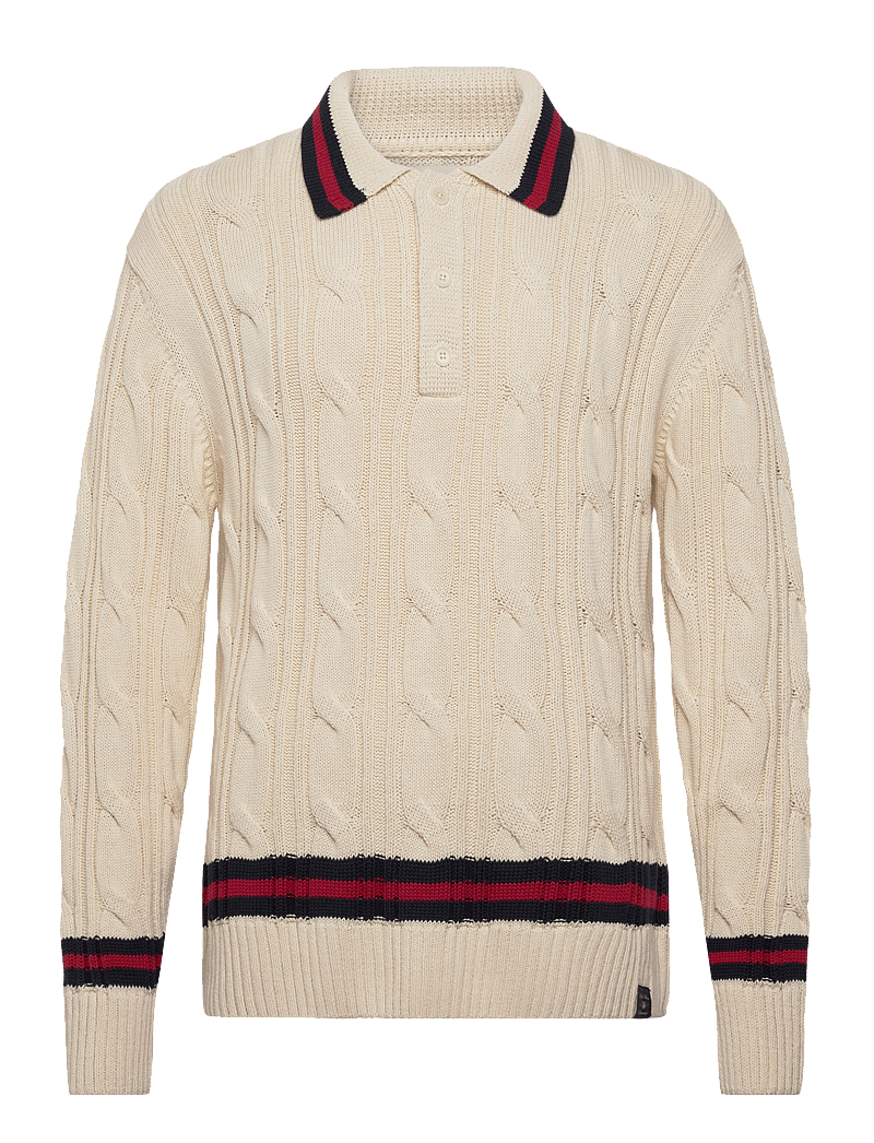 GANT - CABLE POLO - v-ringat - cream - 1