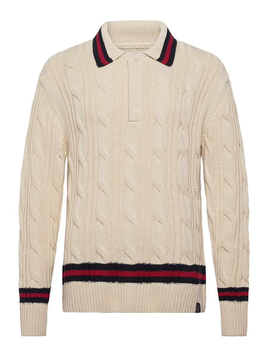 Gant - CABLE POLO - v-ausschnitt - cream - 1