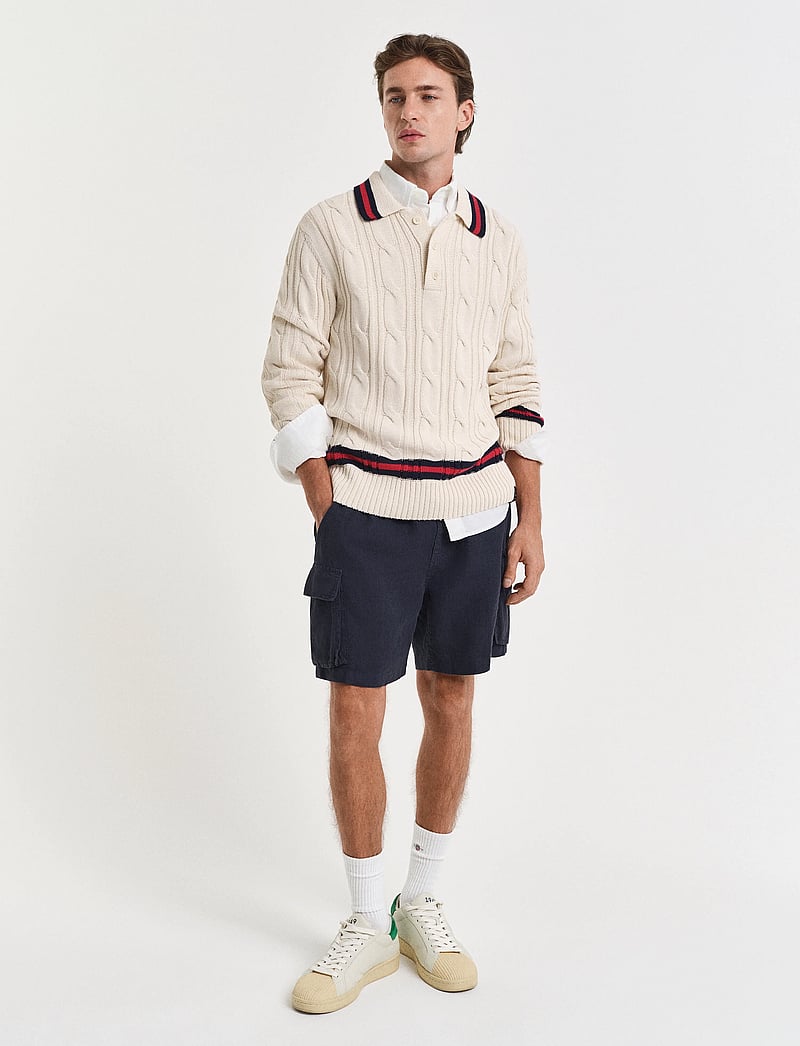 GANT - CABLE POLO - v-ringat - cream - 5